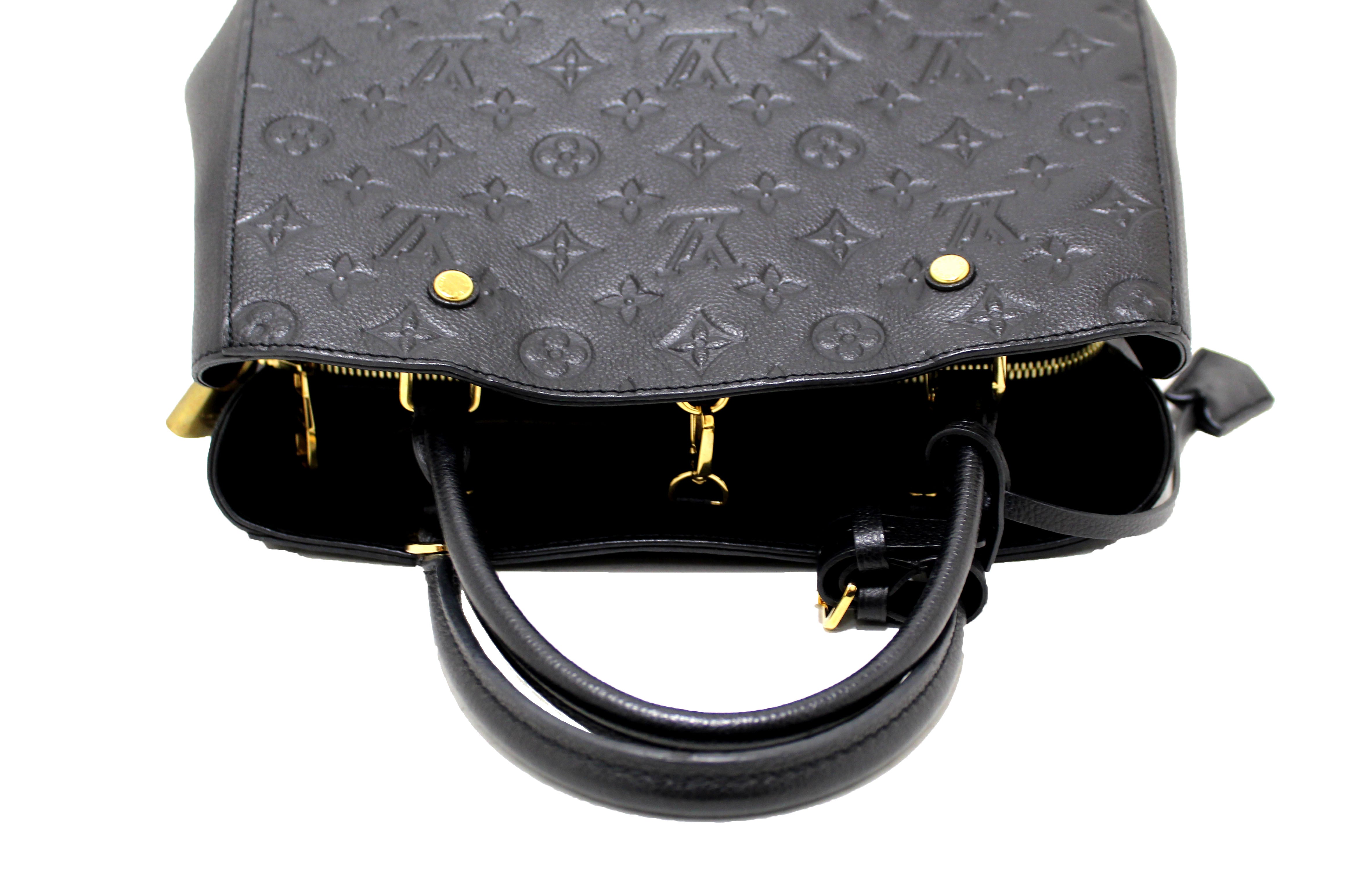 Authentic Louis Vuitton Black Monogram Empreinte Leather Montaigne MM Bag