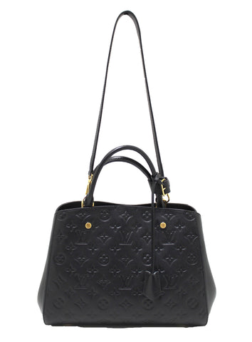 Authentic Louis Vuitton Black Monogram Empreinte Leather Montaigne MM Bag