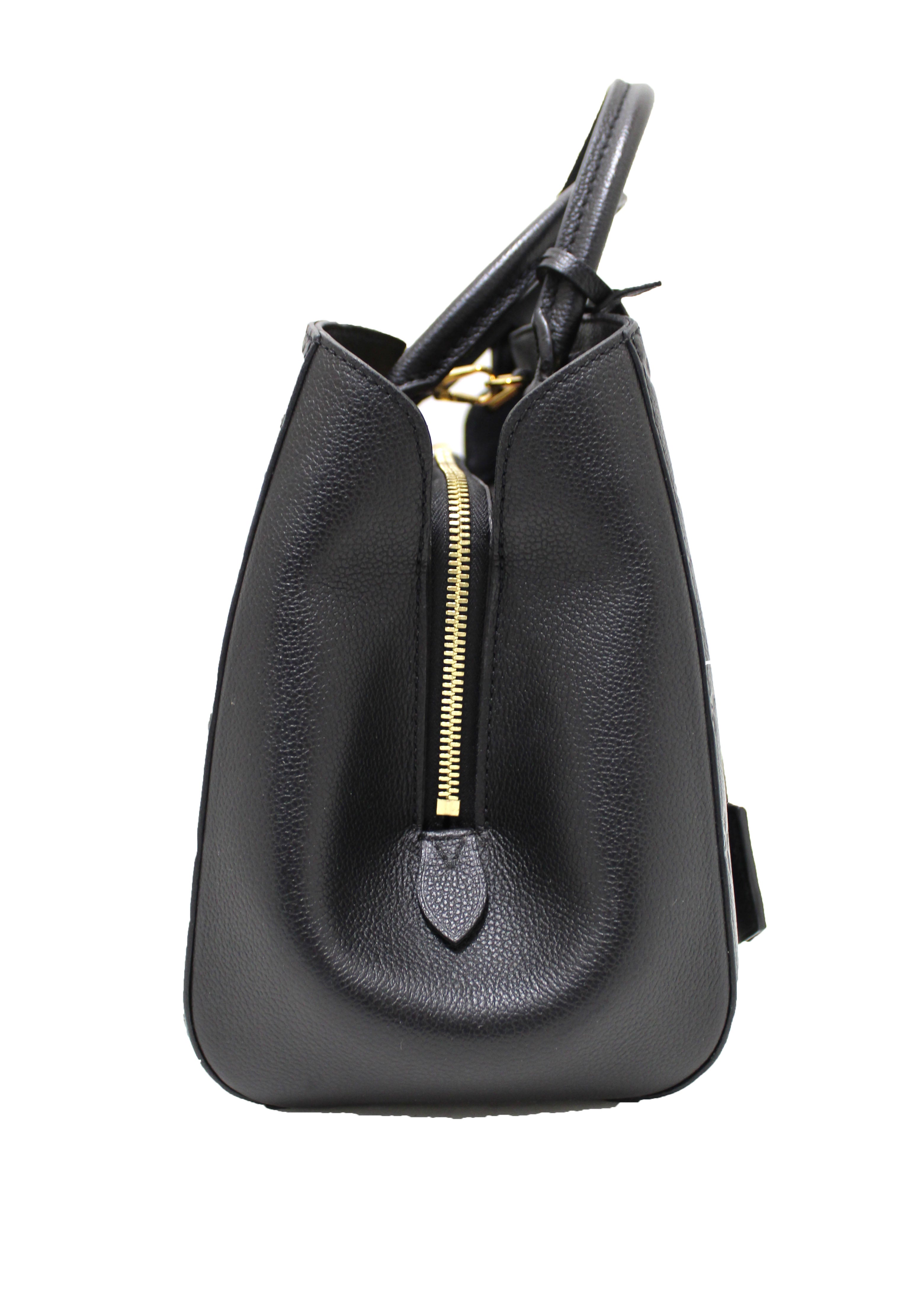 Authentic Louis Vuitton Black Monogram Empreinte Leather Montaigne MM Bag