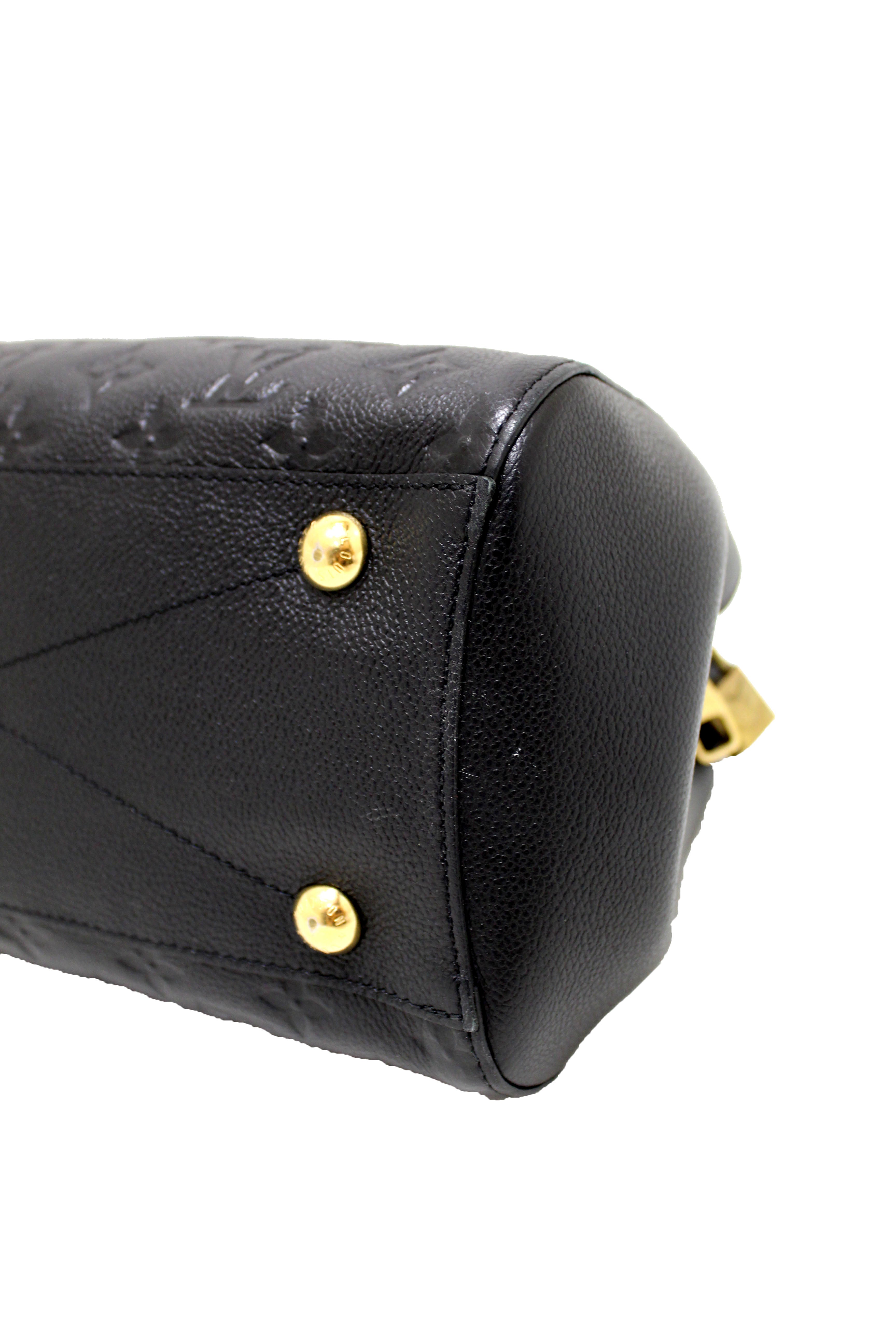 Authentic Louis Vuitton Black Monogram Empreinte Leather Montaigne MM Bag