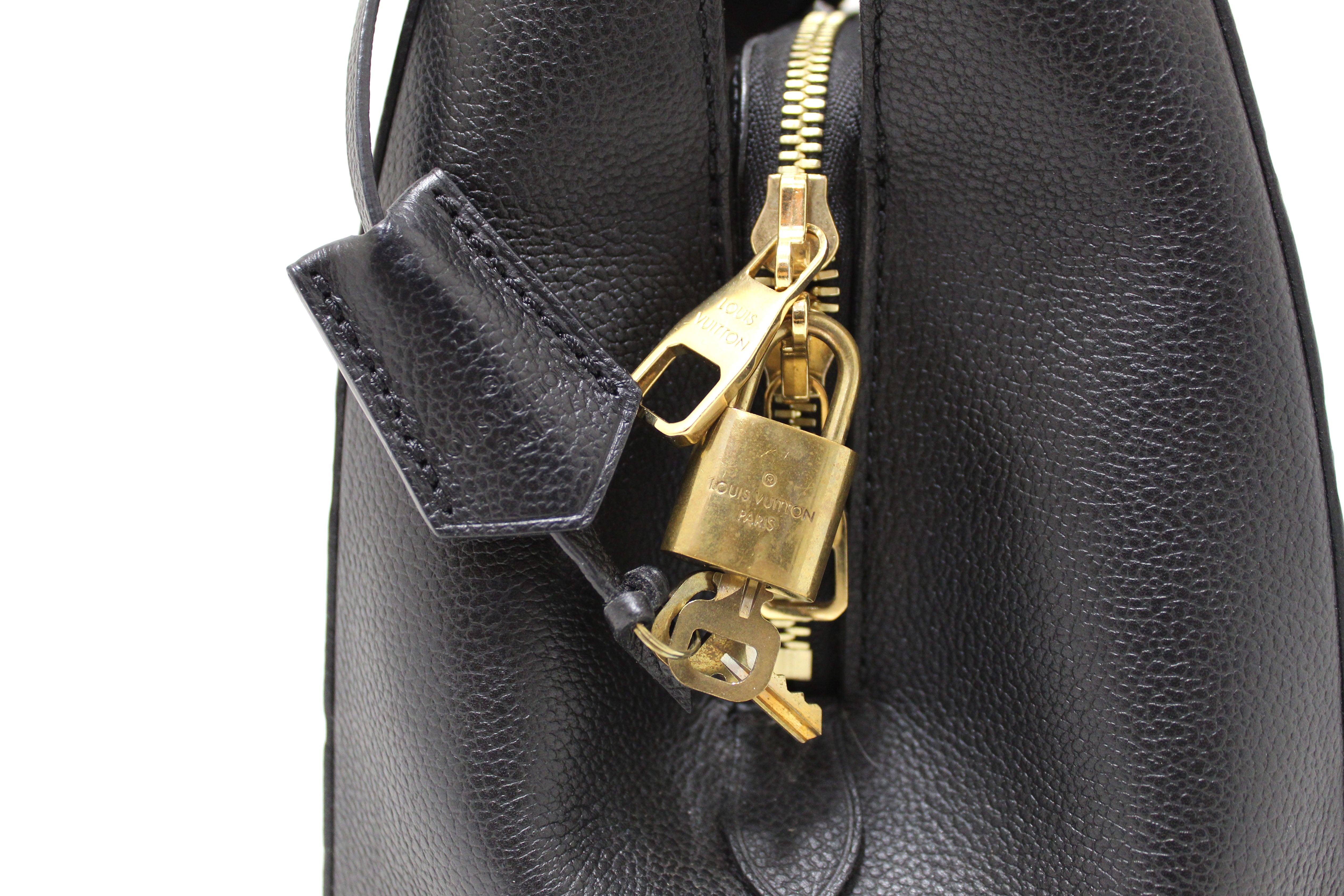 Authentic Louis Vuitton Black Monogram Empreinte Leather Montaigne MM Bag