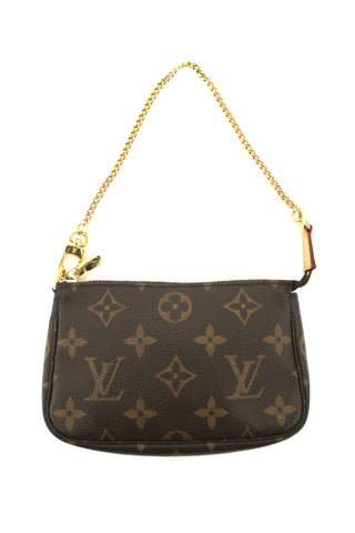 Authentic Louis Vuitton Classic Monogram Canvas Mini Pochette Clutch Bag