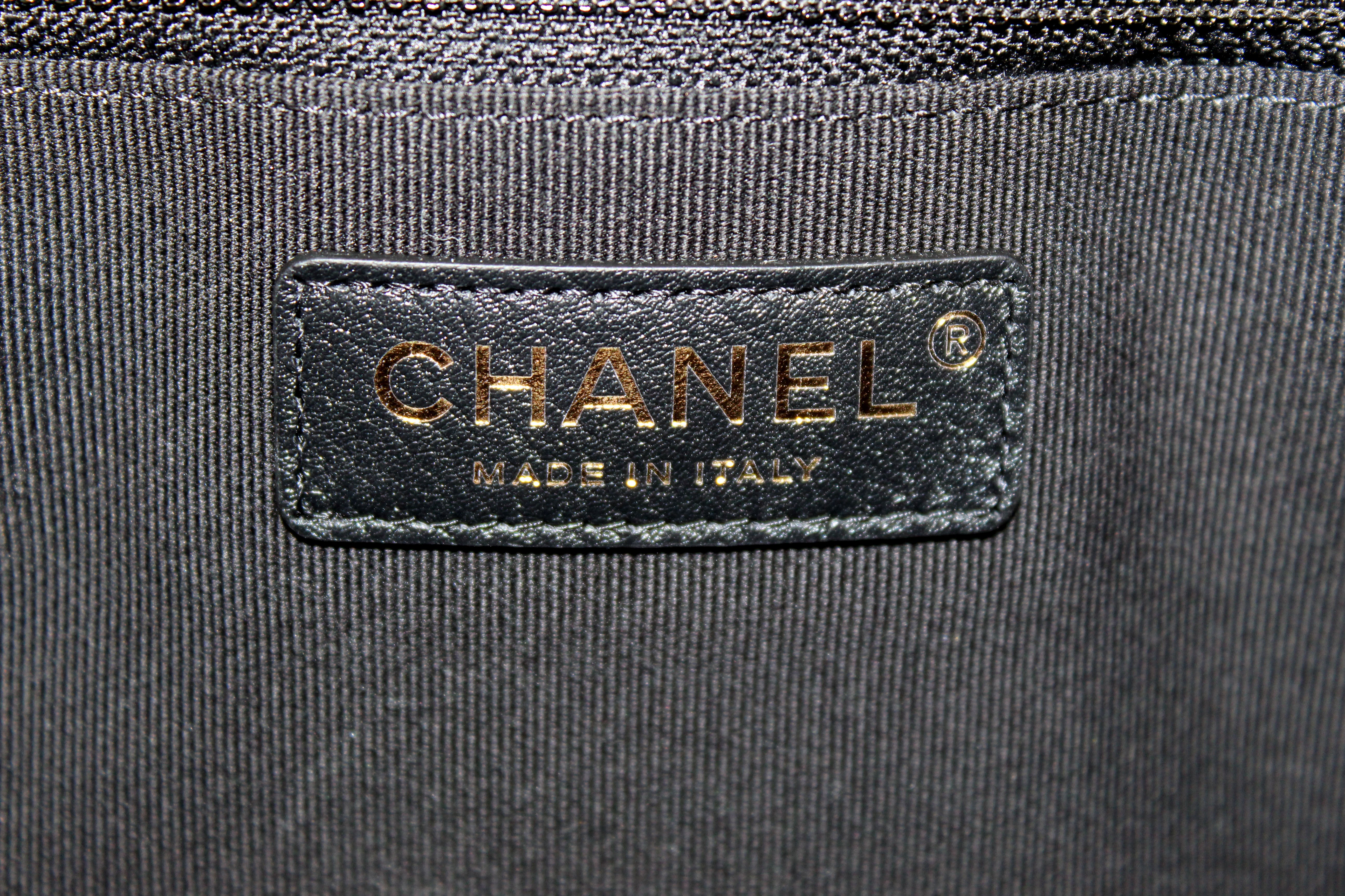 Authentic Chanel Black Quilted Caviar Leather Large Shopping Tote Bag