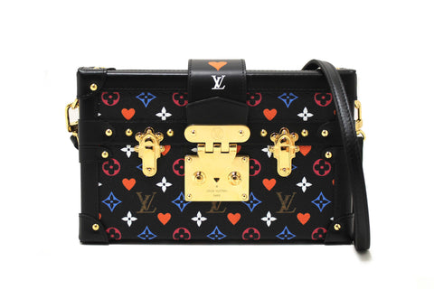 Authentic Louis Vuitton Black Monogram Multicolor Game On Petite Malle Clutch Bag