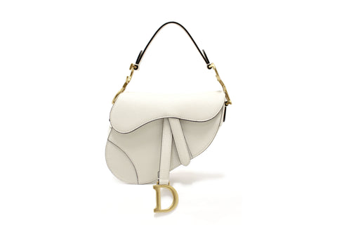 Christian Dior White Leather Mini Saddle Shoulder Handbag