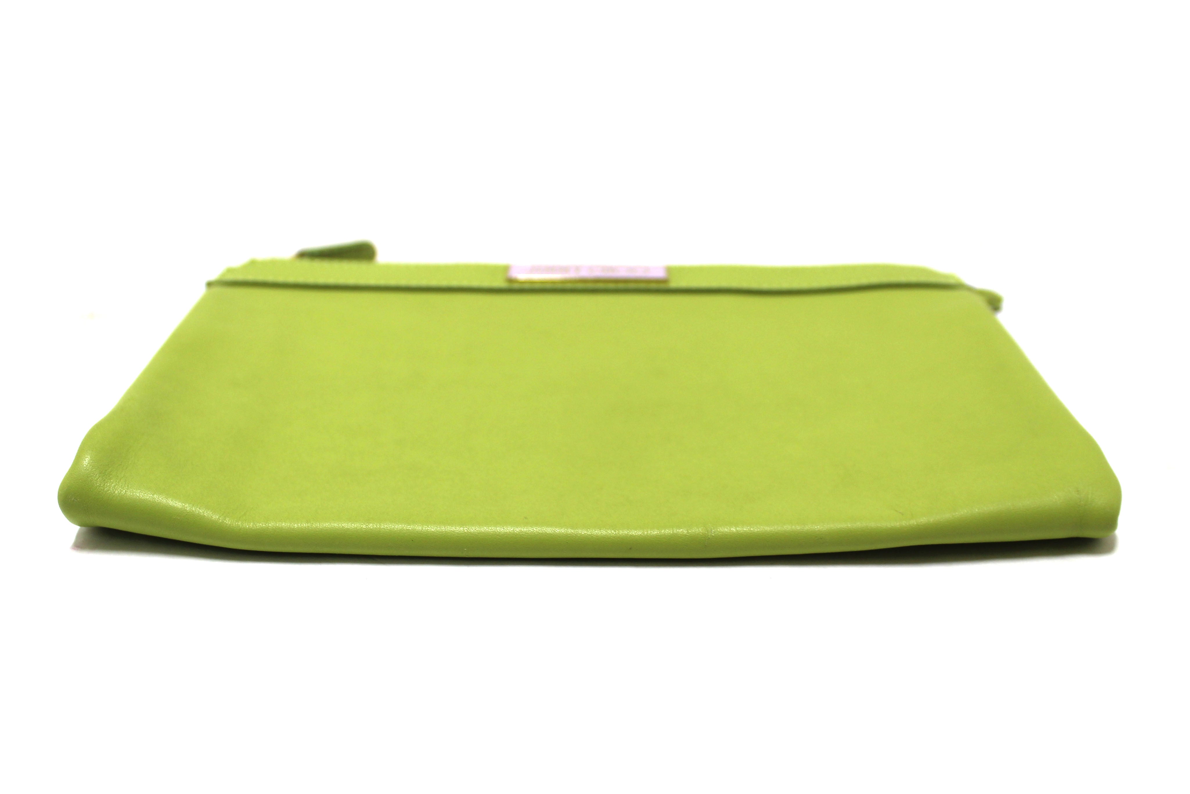 Authentic Jimmy Choo Lime Green Leather Zipper Pouch