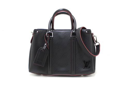 Authentic Louis Vuitton Black Epi Leather Soufflot BB Bag