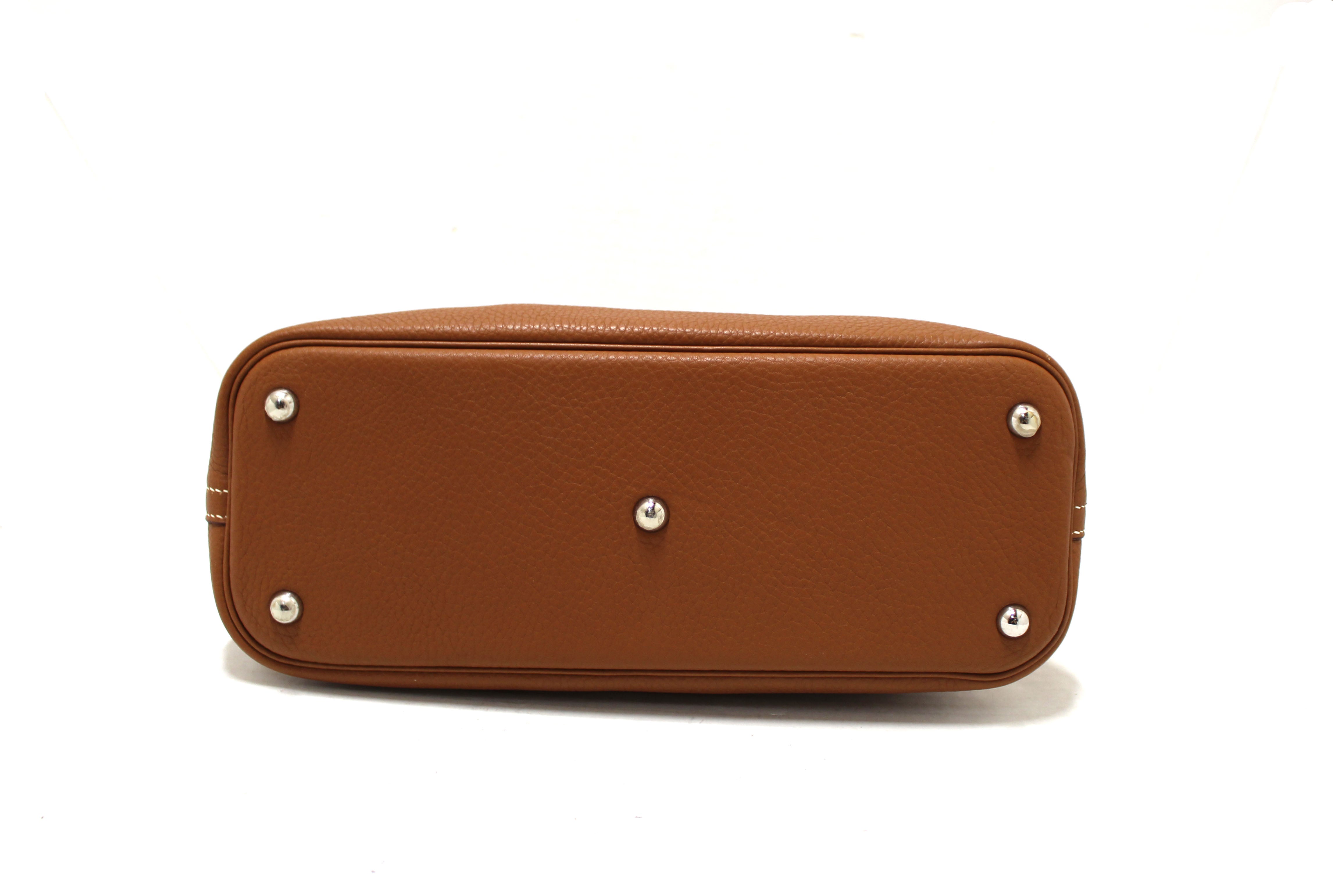Authentic Hermes Brown Taurillon Clemence Bolide 31 Handbag/Shoulder Bag