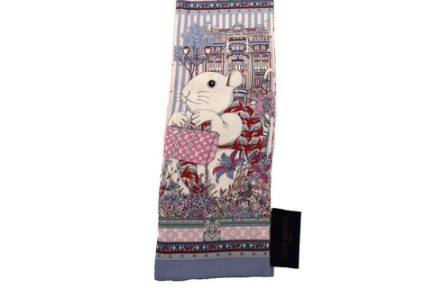 Authentic Louis Vuitton Pink White Printed Vuittonite Bandeau Twilly Scarf