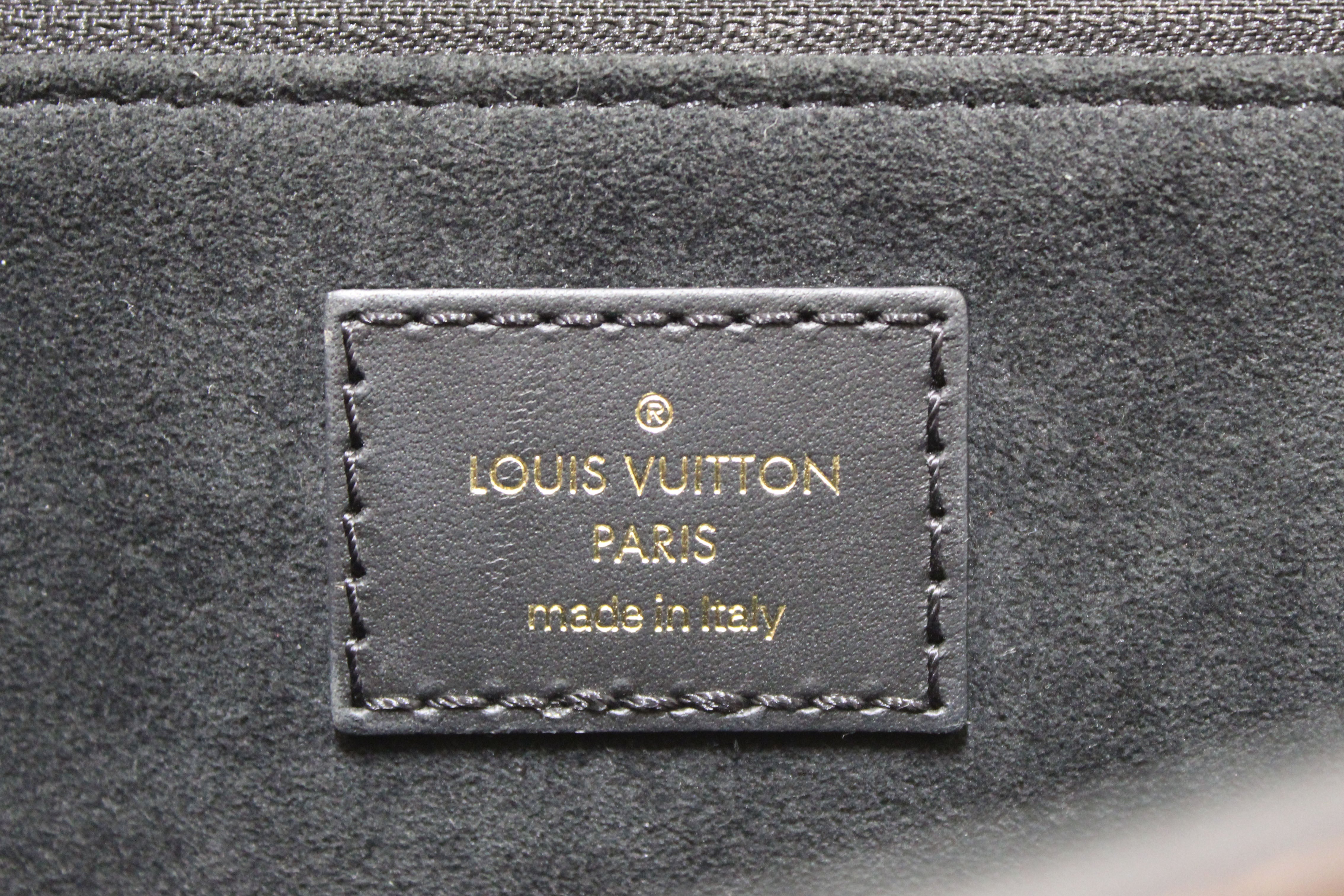 Authentic Louis Vuitton Damier Ebene Canvas with Black Soft Calf Leather Vavin PM Bag