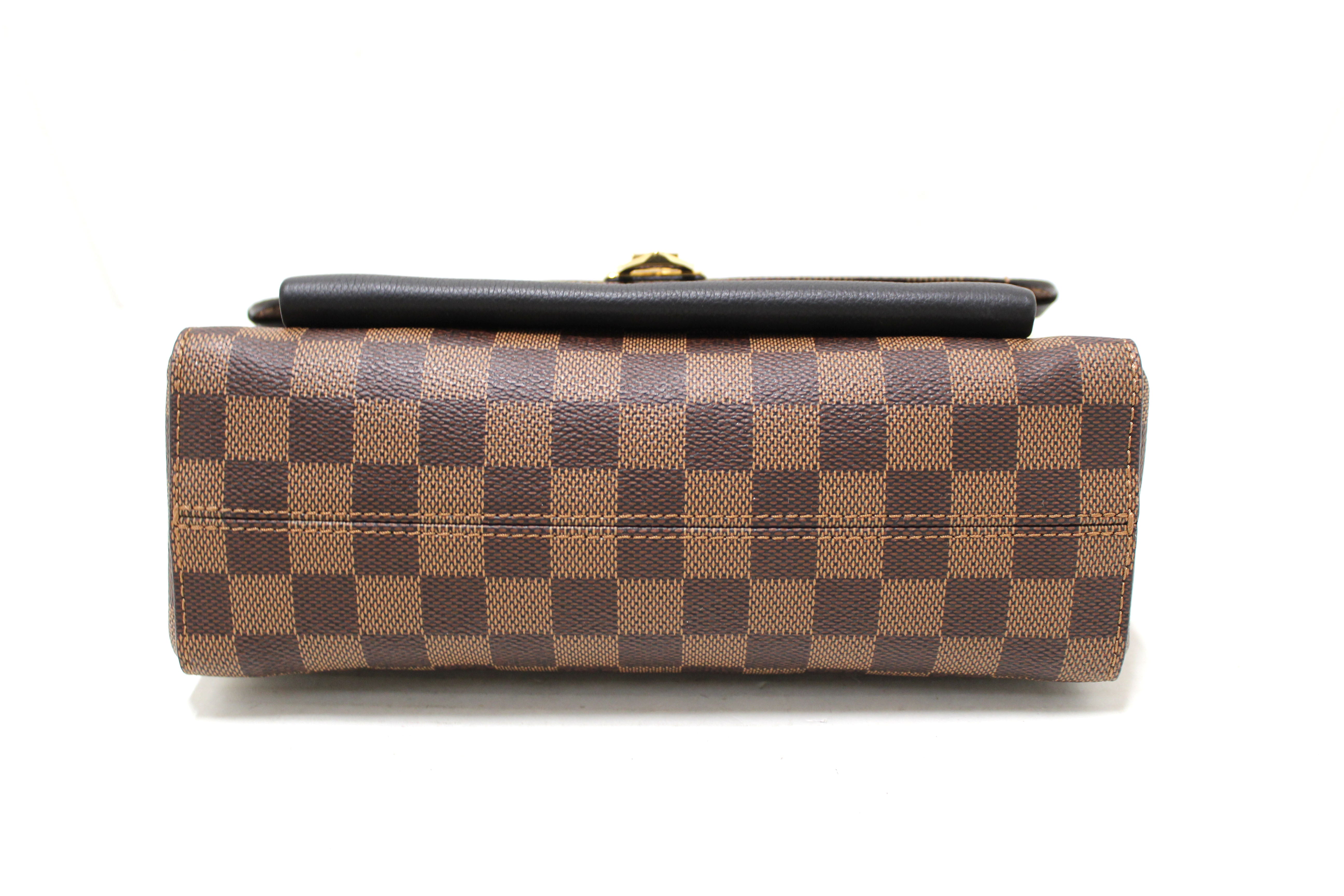 Authentic Louis Vuitton Damier Ebene Canvas with Black Soft Calf Leather Vavin PM Bag