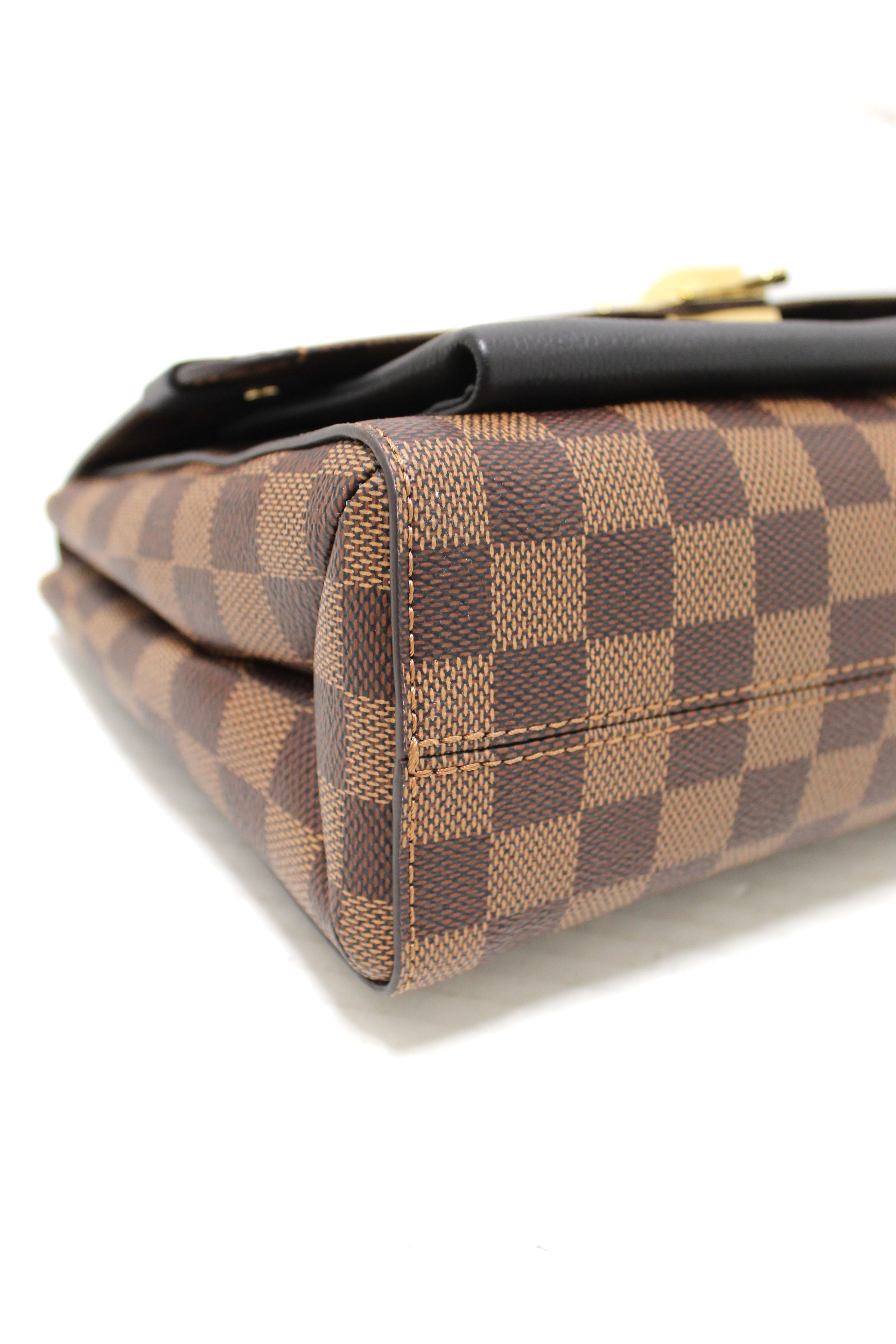 Authentic Louis Vuitton Damier Ebene Canvas with Black Soft Calf Leather Vavin PM Bag