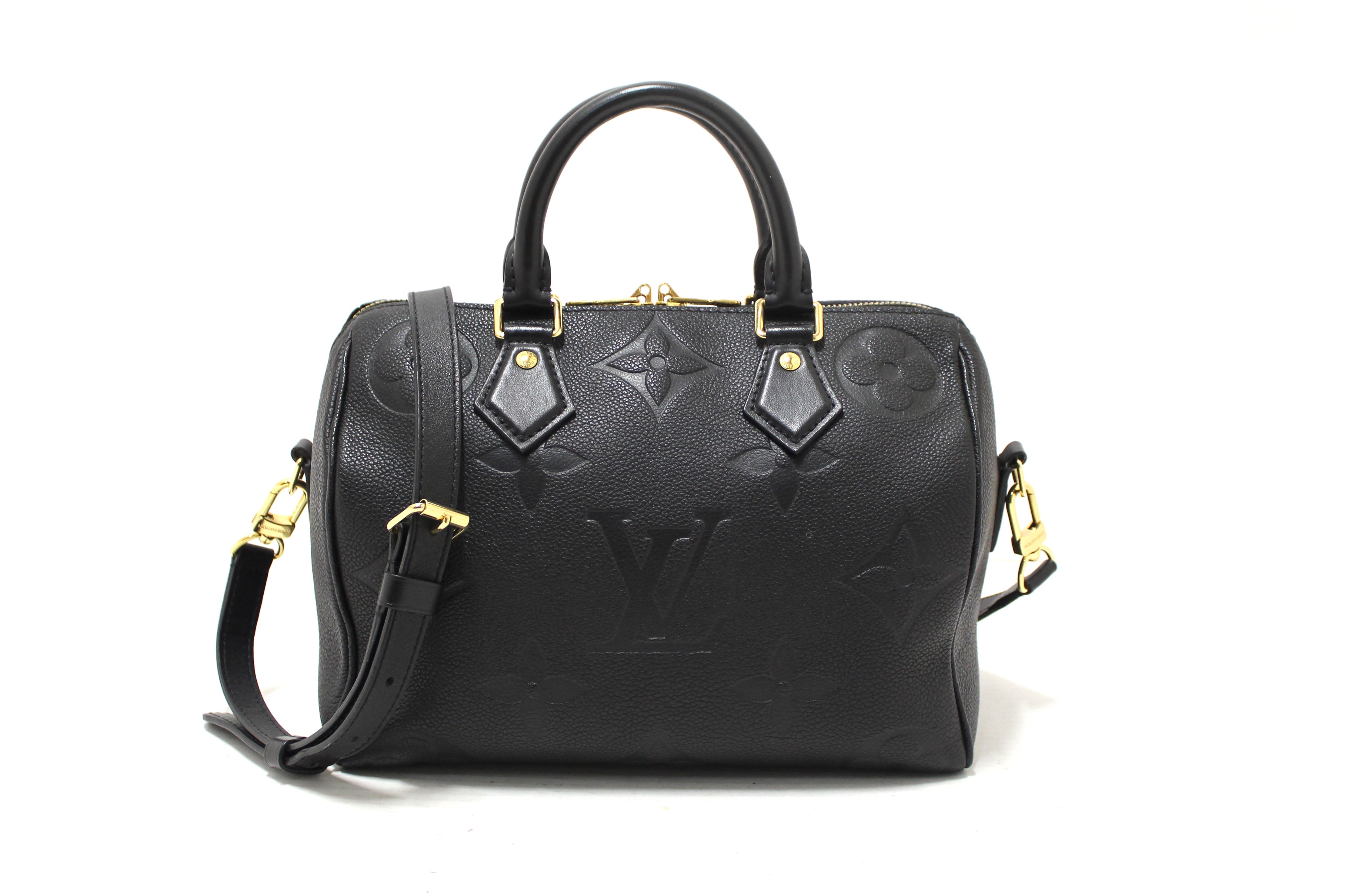 Authentic Louis Vuitton Black Empreinte Speedy 25 Bandouliere Crossbody Bag