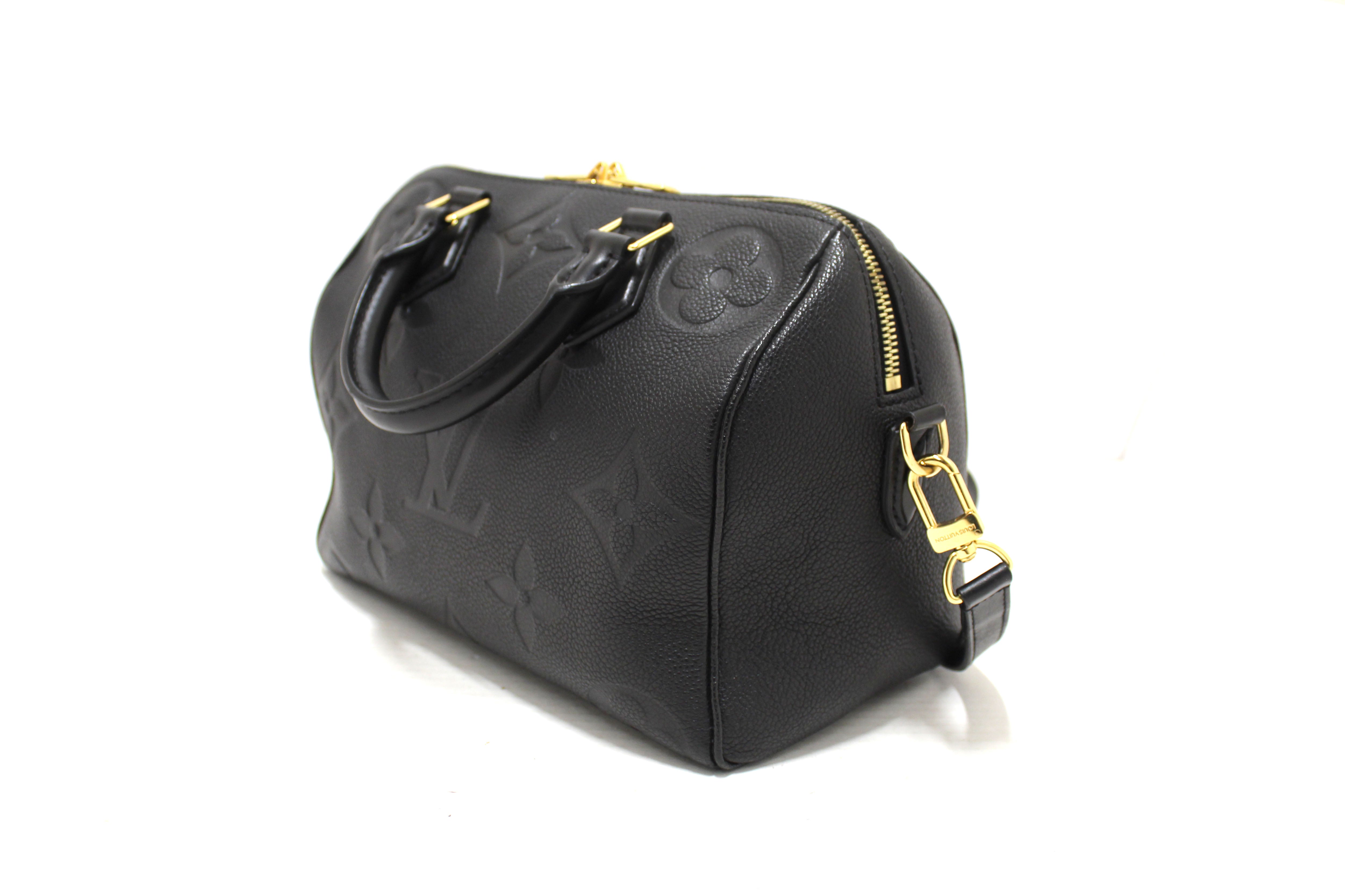 Authentic Louis Vuitton Black Empreinte Speedy 25 Bandouliere Crossbody Bag