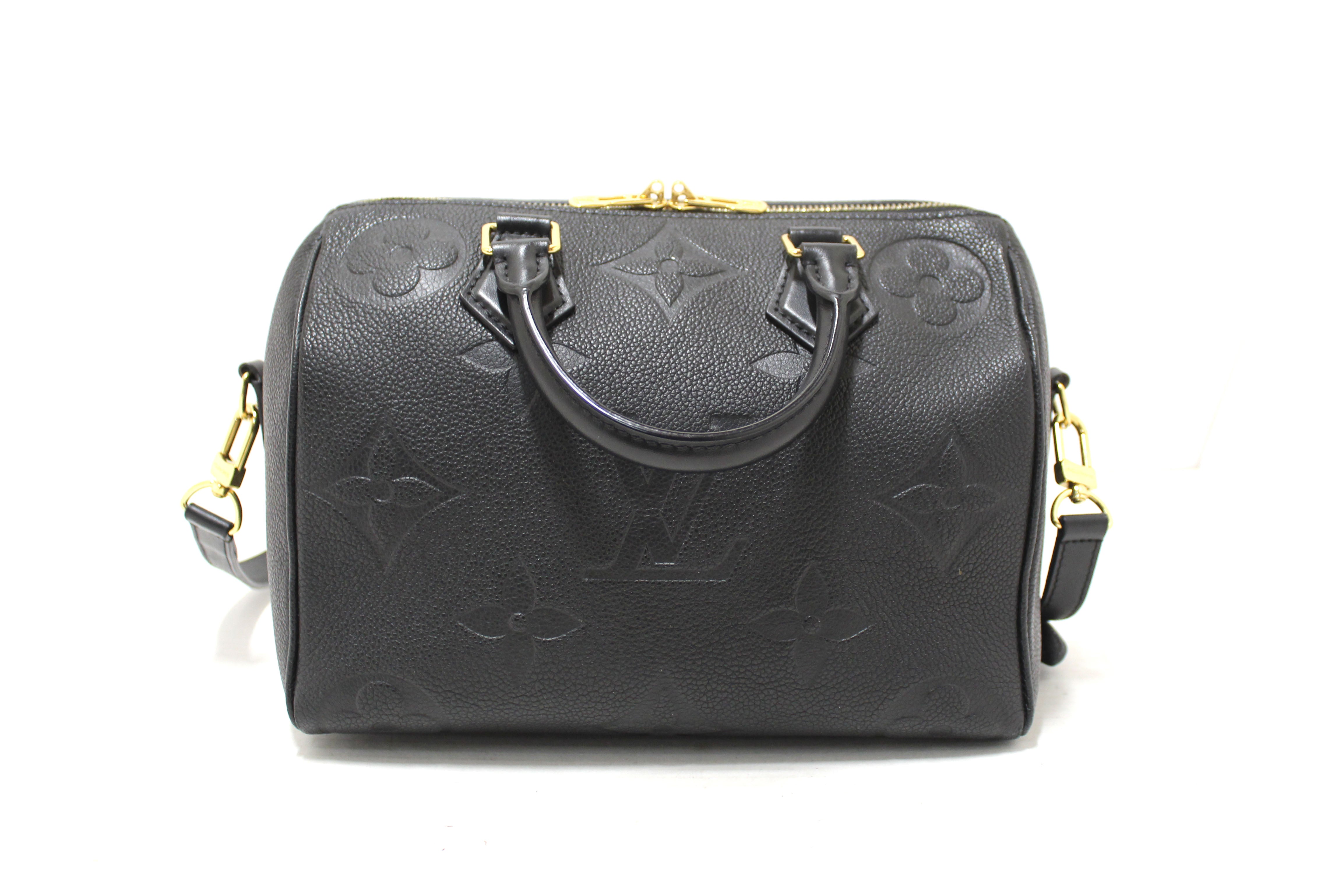 Authentic Louis Vuitton Black Empreinte Speedy 25 Bandouliere Crossbody Bag