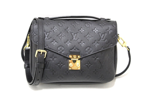 Authentic Louis Vuitton Black Monogram Empreinte Leather Metis Pochette Messenger Bag