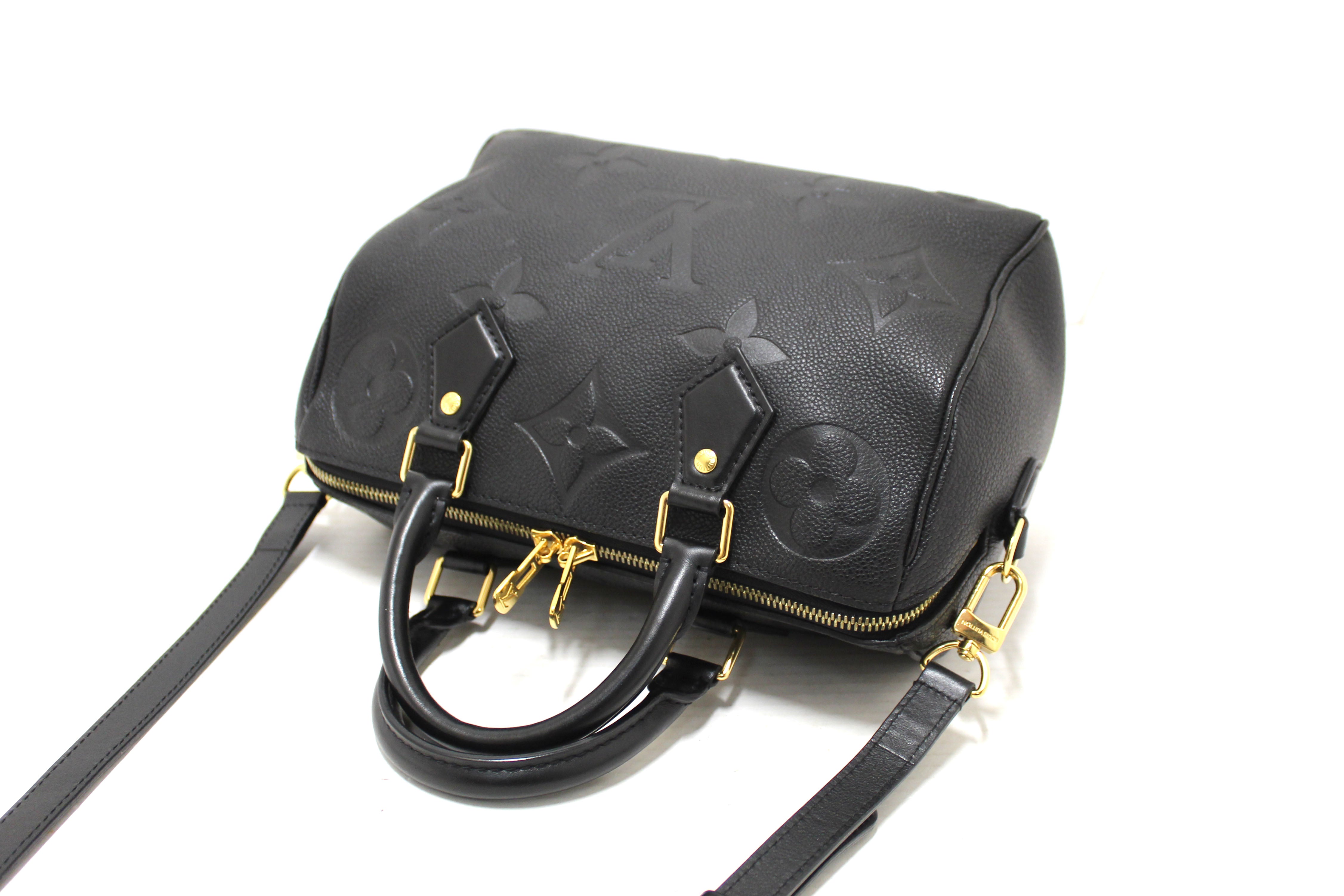 Authentic Louis Vuitton Black Empreinte Speedy 25 Bandouliere Crossbody Bag