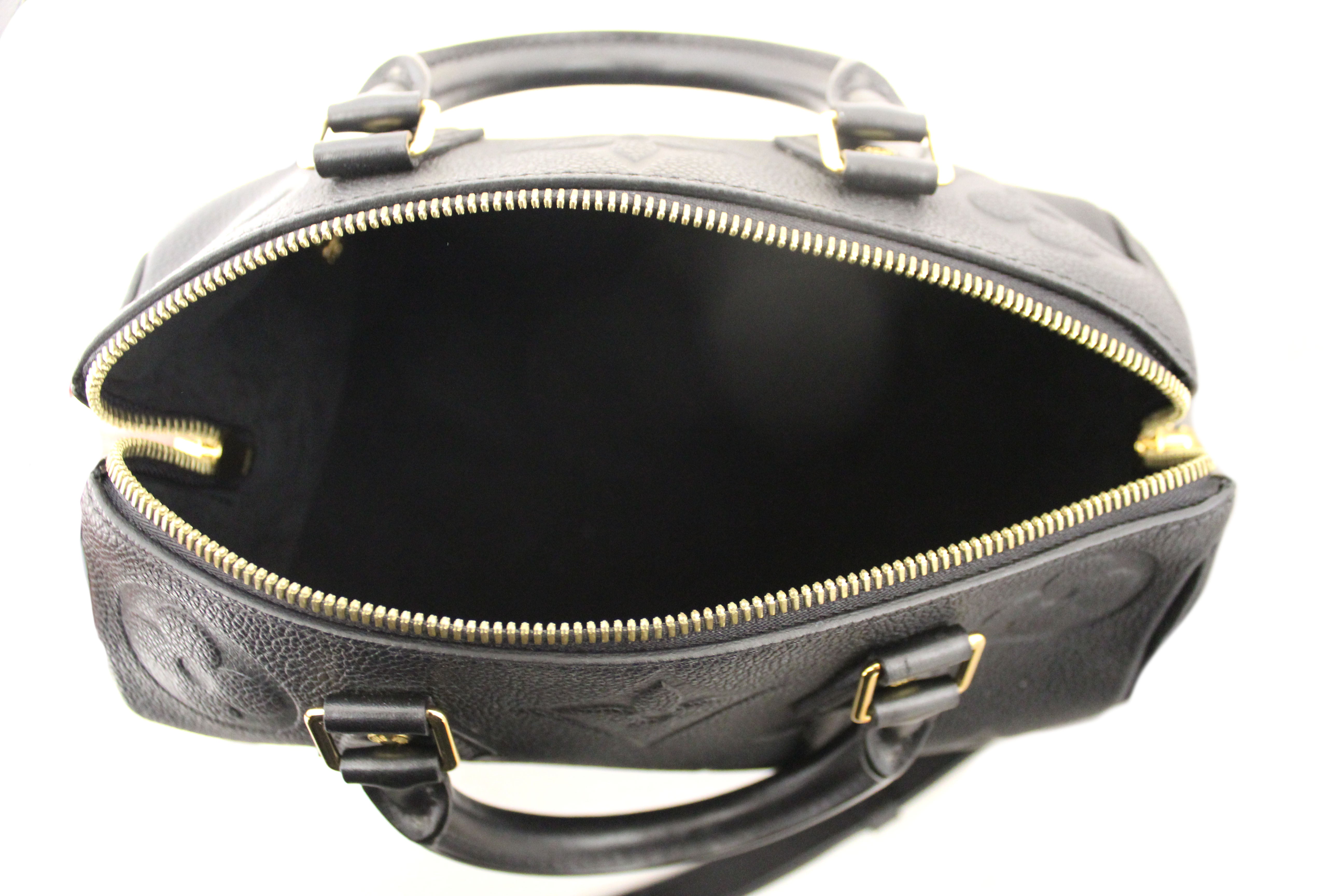 Authentic Louis Vuitton Black Empreinte Speedy 25 Bandouliere Crossbody Bag