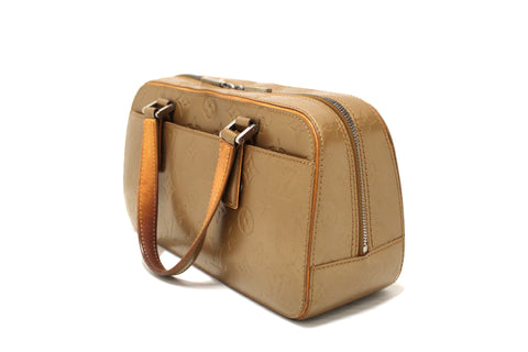 Authentic Louis Vuitton Gold Matte Monogram Vernis Shelton Handbag