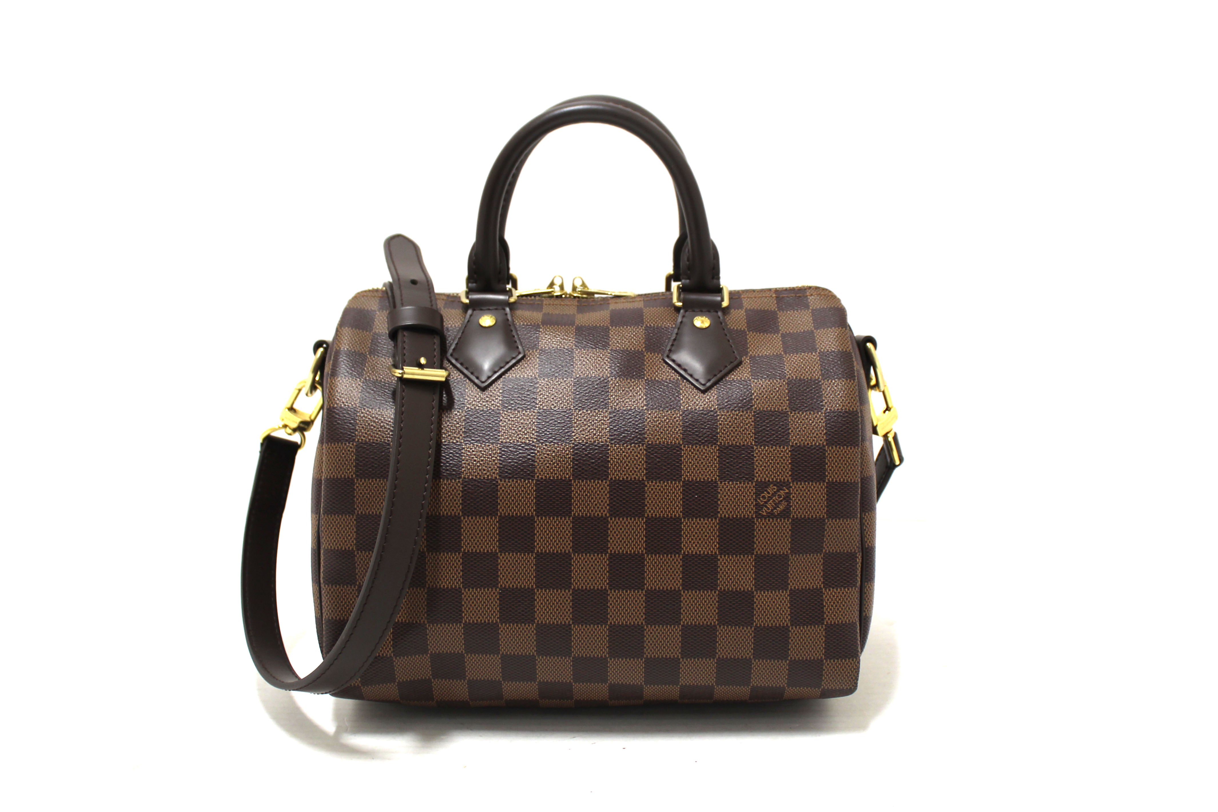 Authentic Louis Vuitton Damier Ebene Speedy 25 Bandouliere Bag