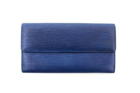 Authentic Louis Vuitton Blue Epi Leather Sarah Long Wallet