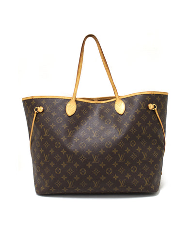 Authentic Louis Vuitton Classic Monogram Canvas Neverfull GM Large Tote Shoulder Bag