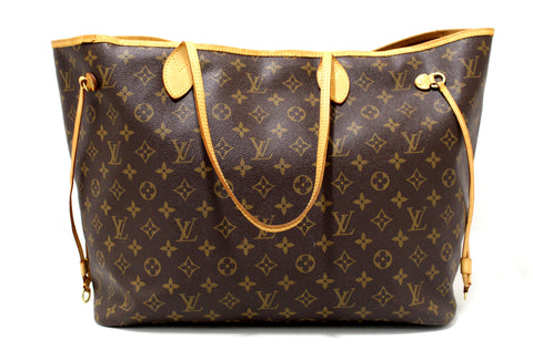 Authentic Louis Vuitton Classic Monogram Canvas Neverfull GM Large Tote Shoulder Bag