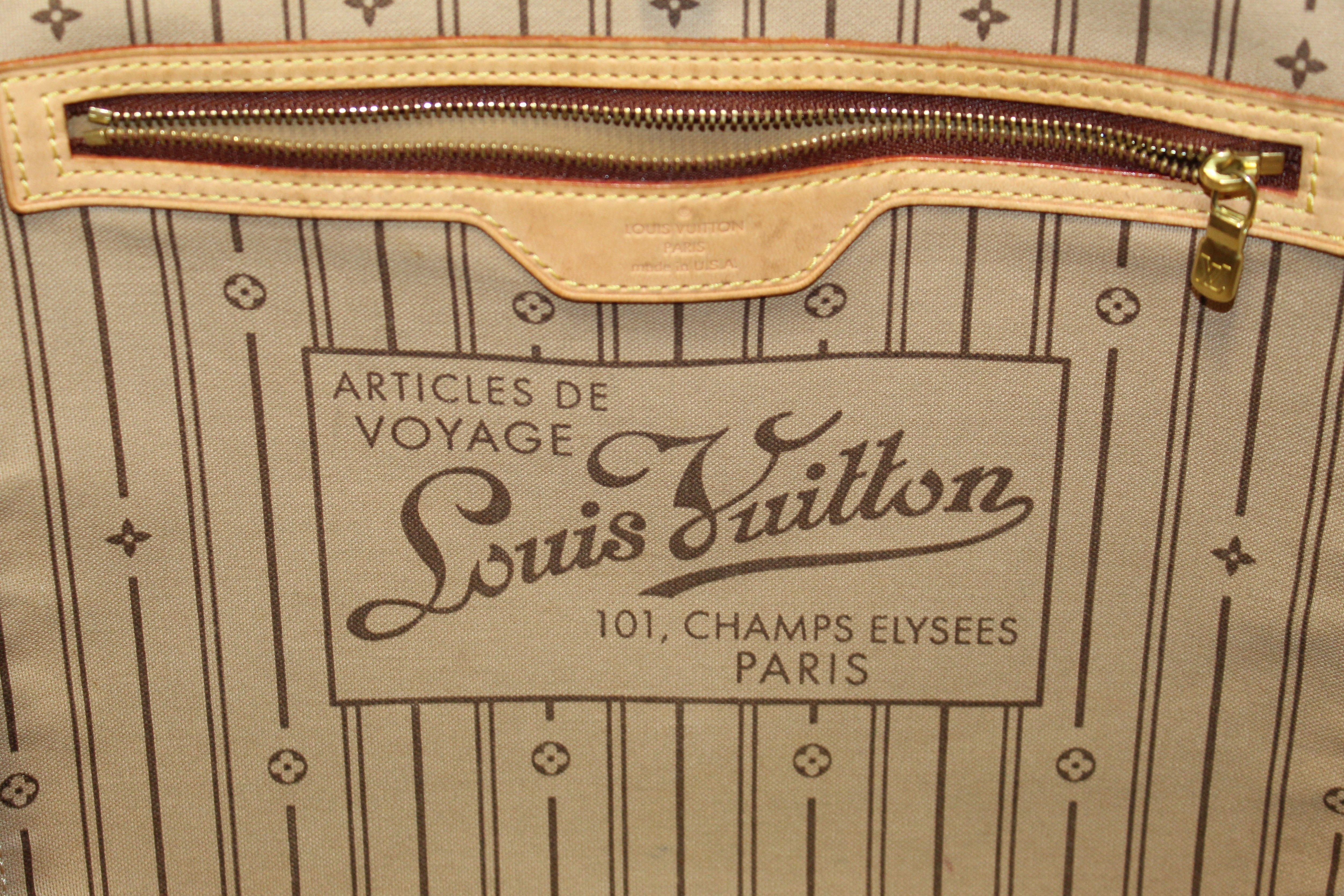 Authentic Louis Vuitton Classic Monogram Canvas Neverfull GM Large Tote Shoulder Bag