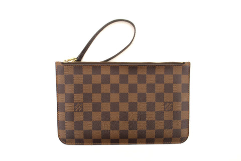 Authentic Louis Vuitton Damier Ebene Canvas Neverfull Pouch Pochette