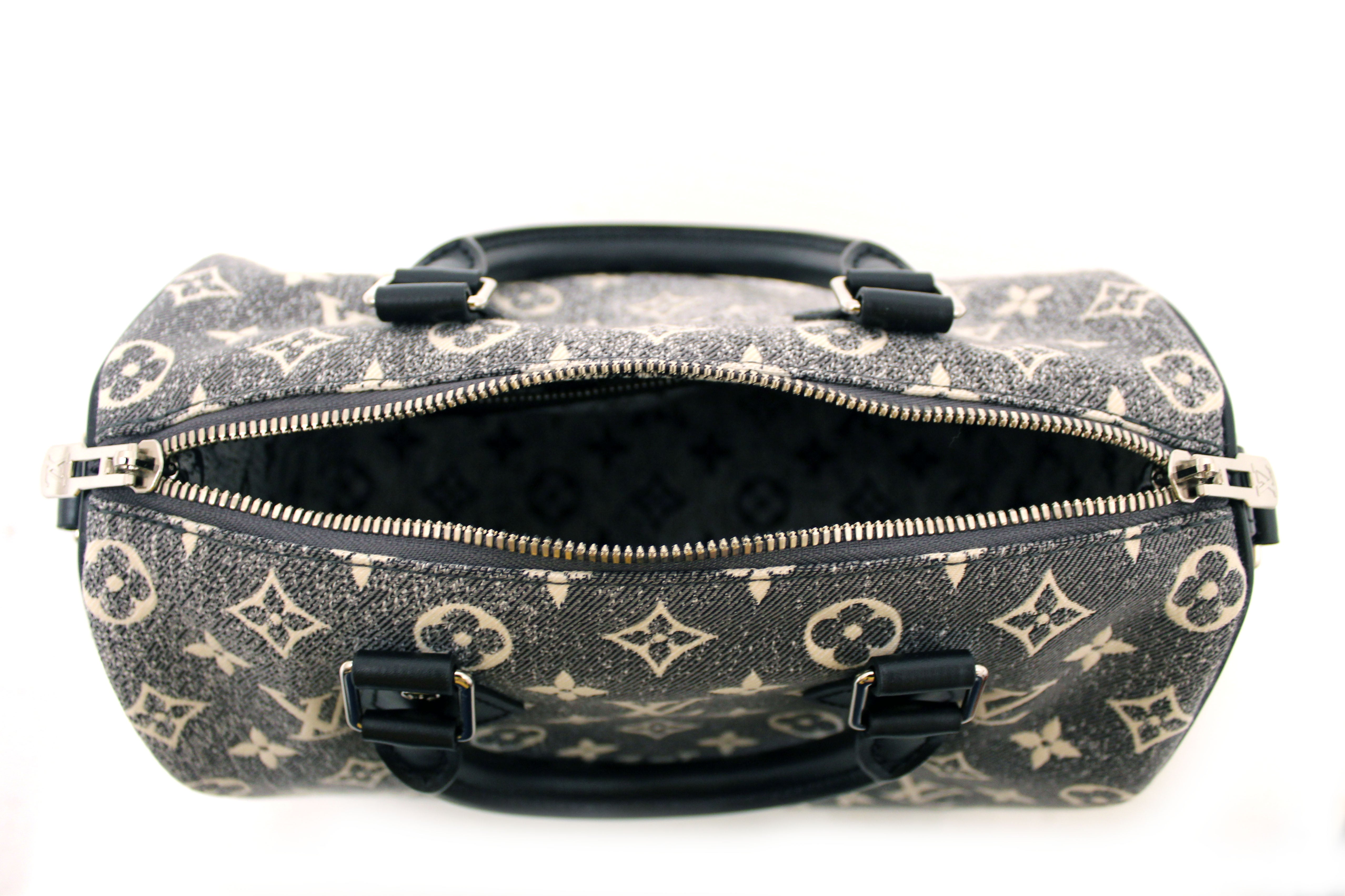 Authentic Louis Vuitton Monogram Grey Jacquard Denim Speedy 25 Bandouliere Bag