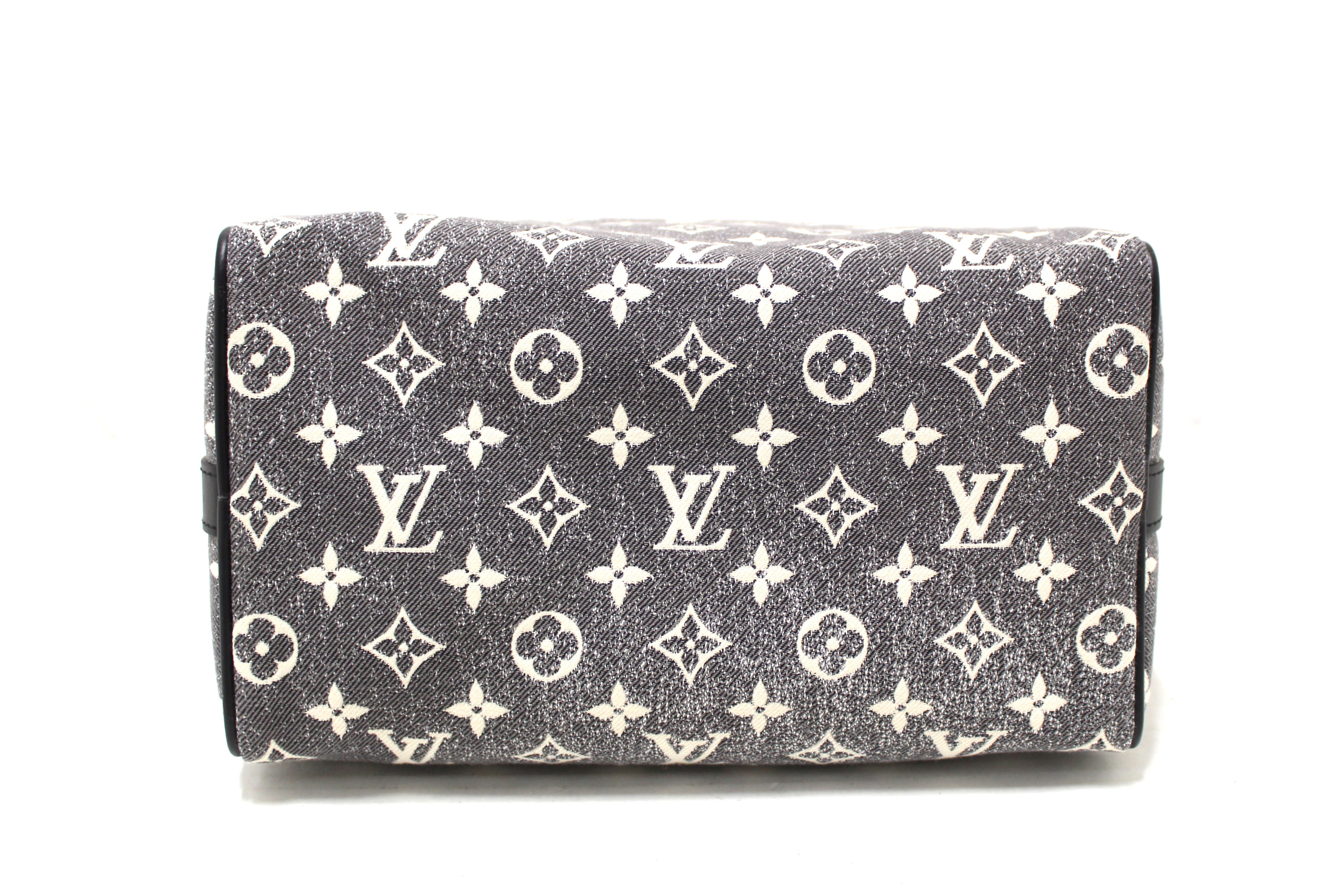 Authentic Louis Vuitton Monogram Grey Jacquard Denim Speedy 25 Bandouliere Bag