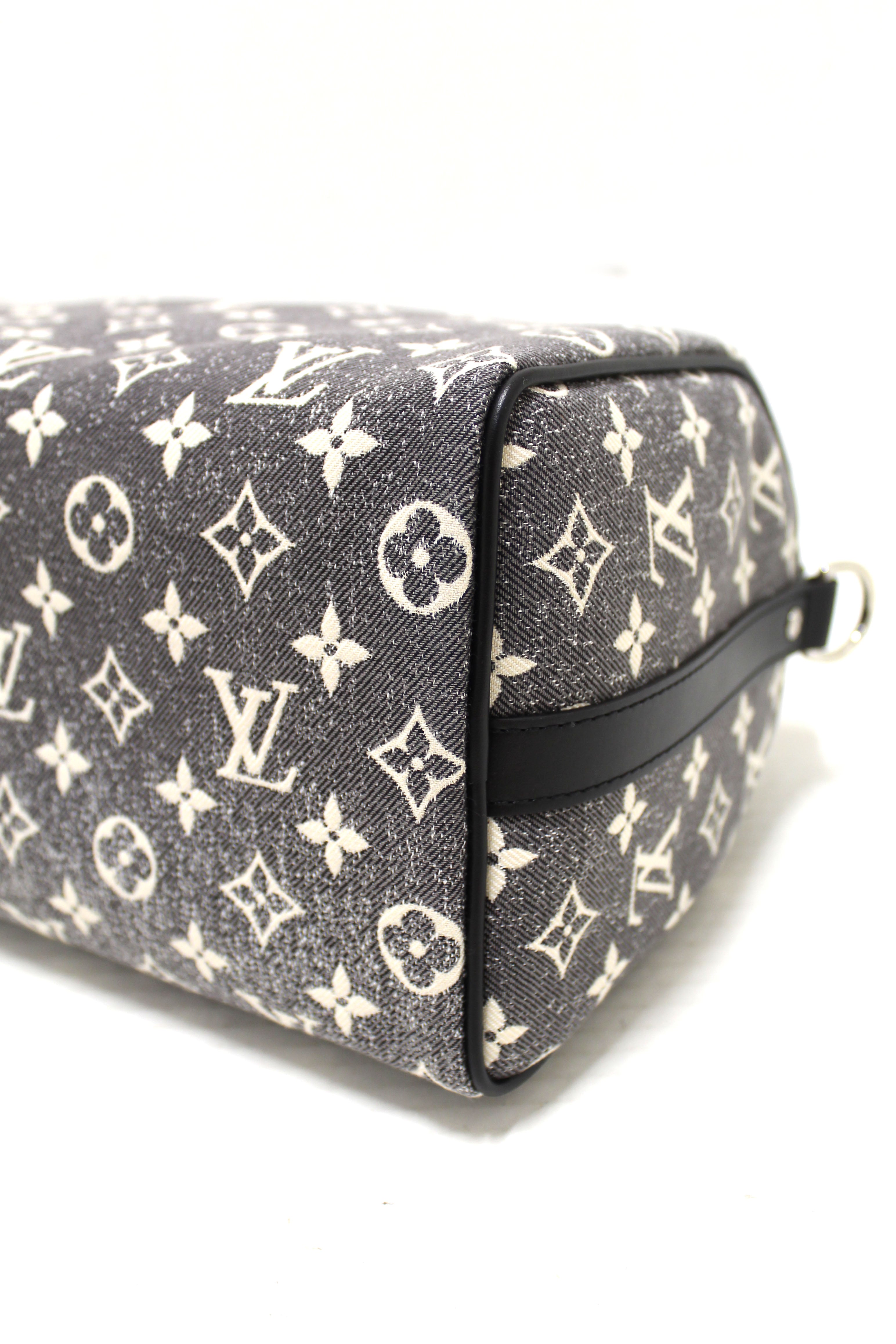 Authentic Louis Vuitton Monogram Grey Jacquard Denim Speedy 25 Bandouliere Bag