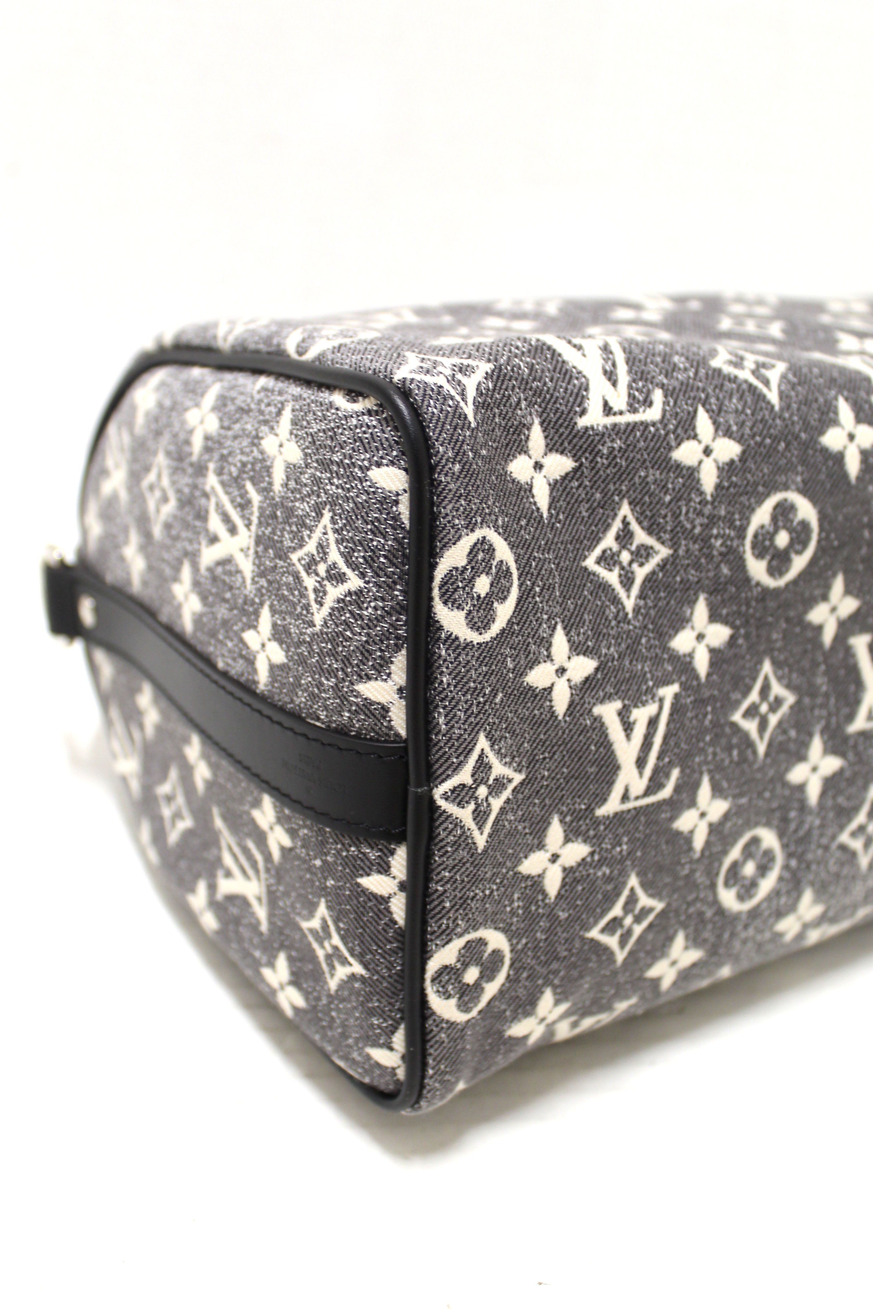 Authentic Louis Vuitton Monogram Grey Jacquard Denim Speedy 25 Bandouliere Bag