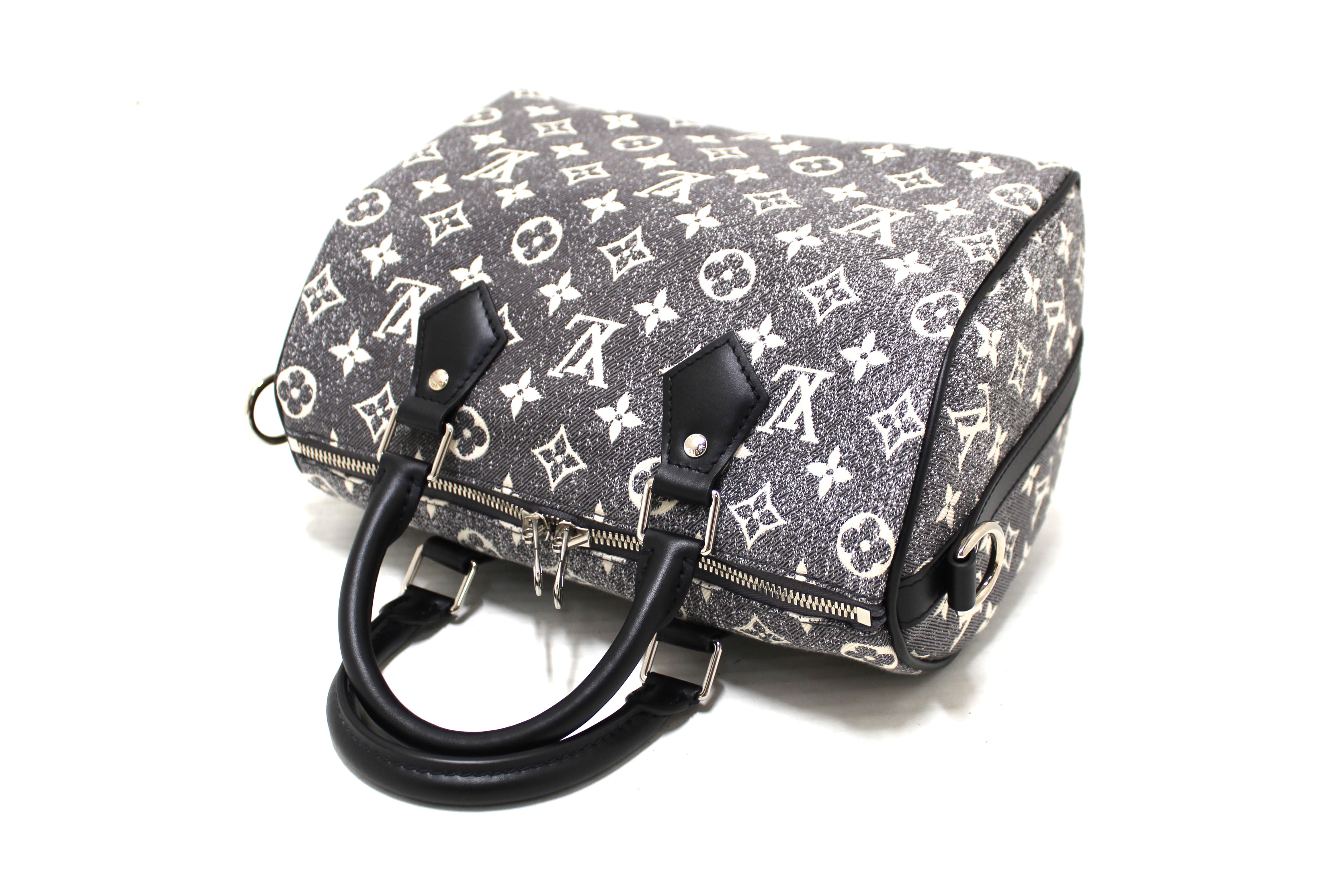Authentic Louis Vuitton Monogram Grey Jacquard Denim Speedy 25 Bandouliere Bag
