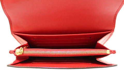 Authentic Louis Vuitton Red Monogram Vernis Patent Leather Compact Curieuse Wallet