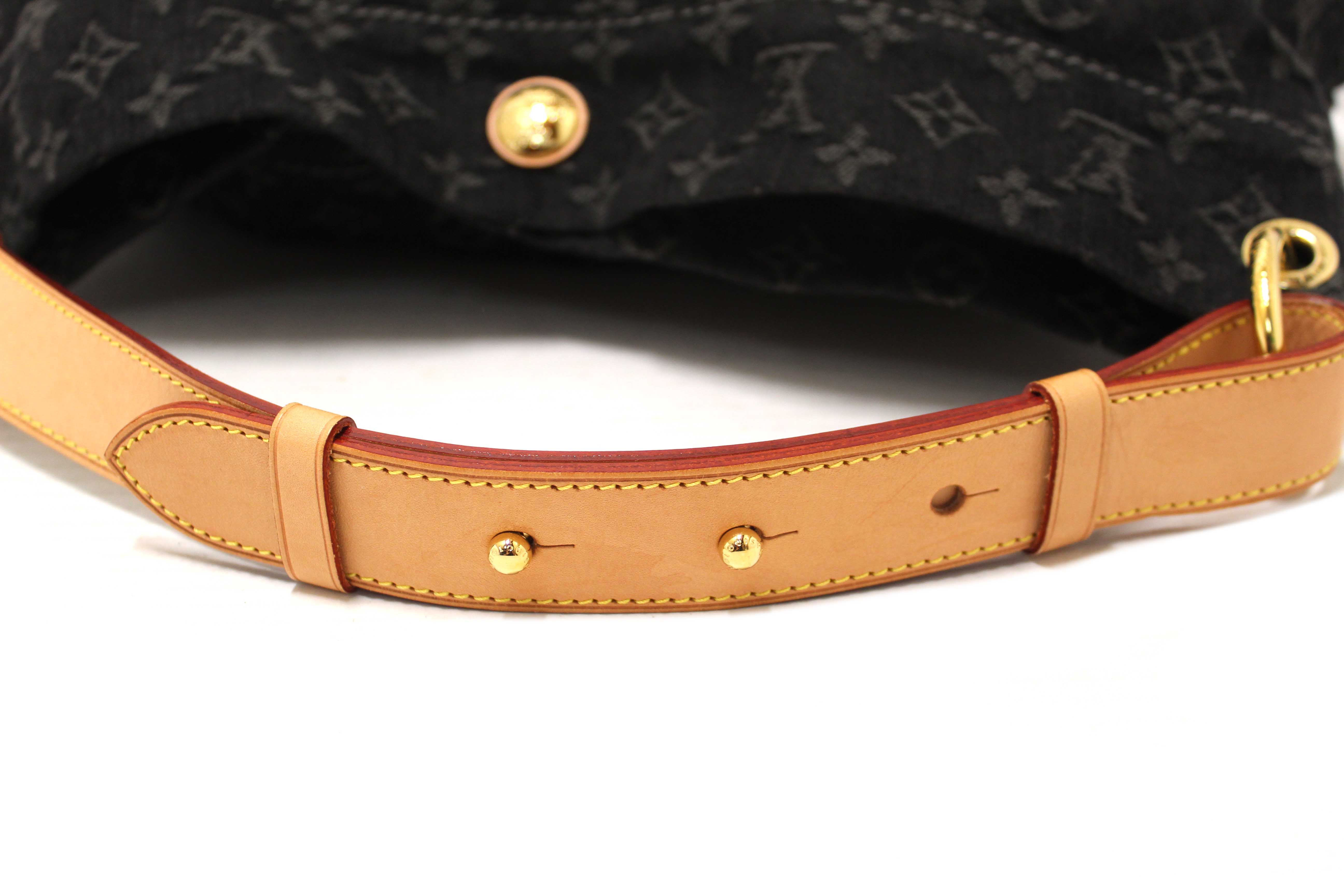 Authentic Louis Vuitton Black Monogram Denim Denim Daily PM Hobo Shoulder Bag
