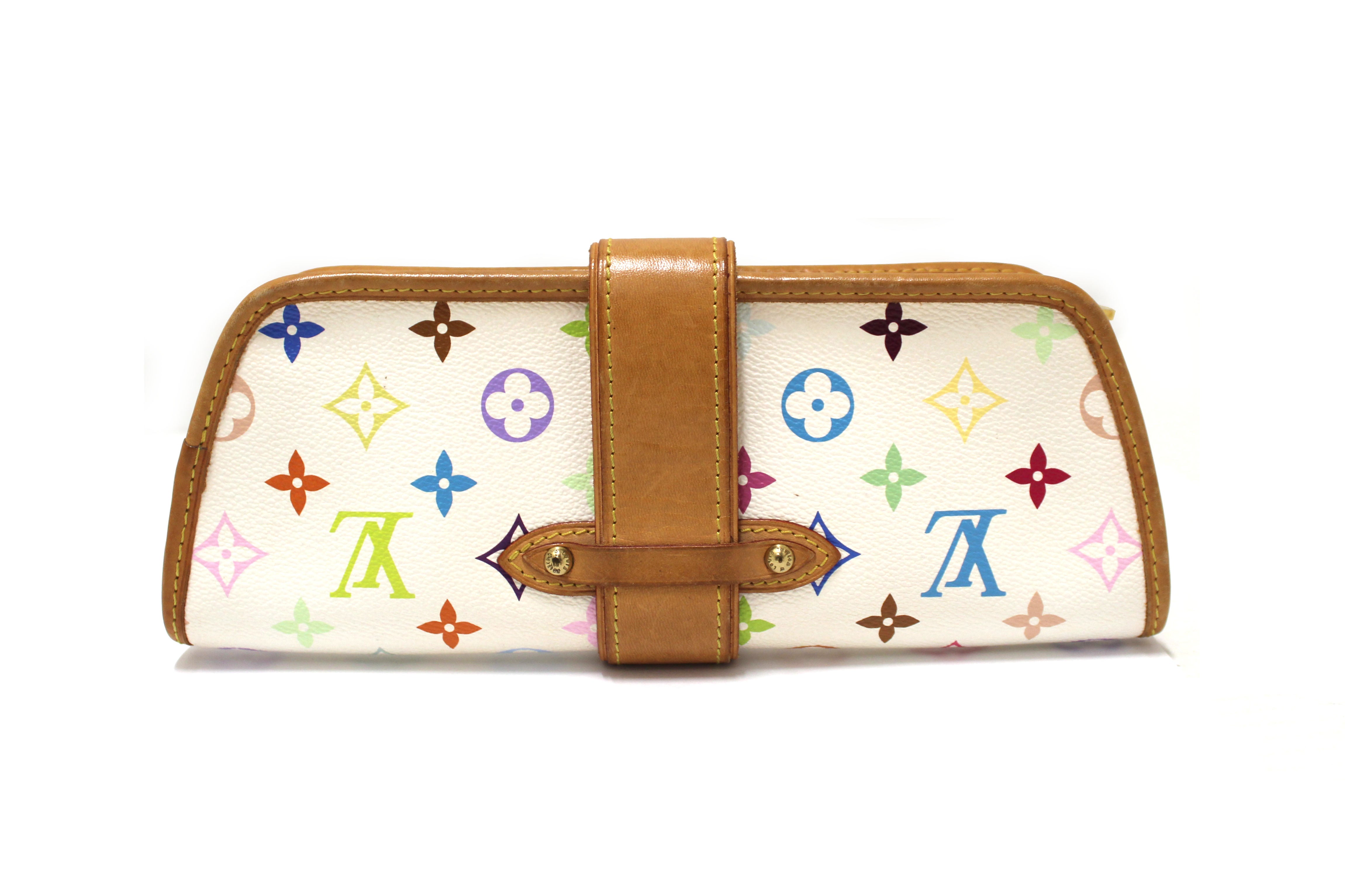 Authentic Louis Vuitton Black Multicolor Monogram Shirley Clutch