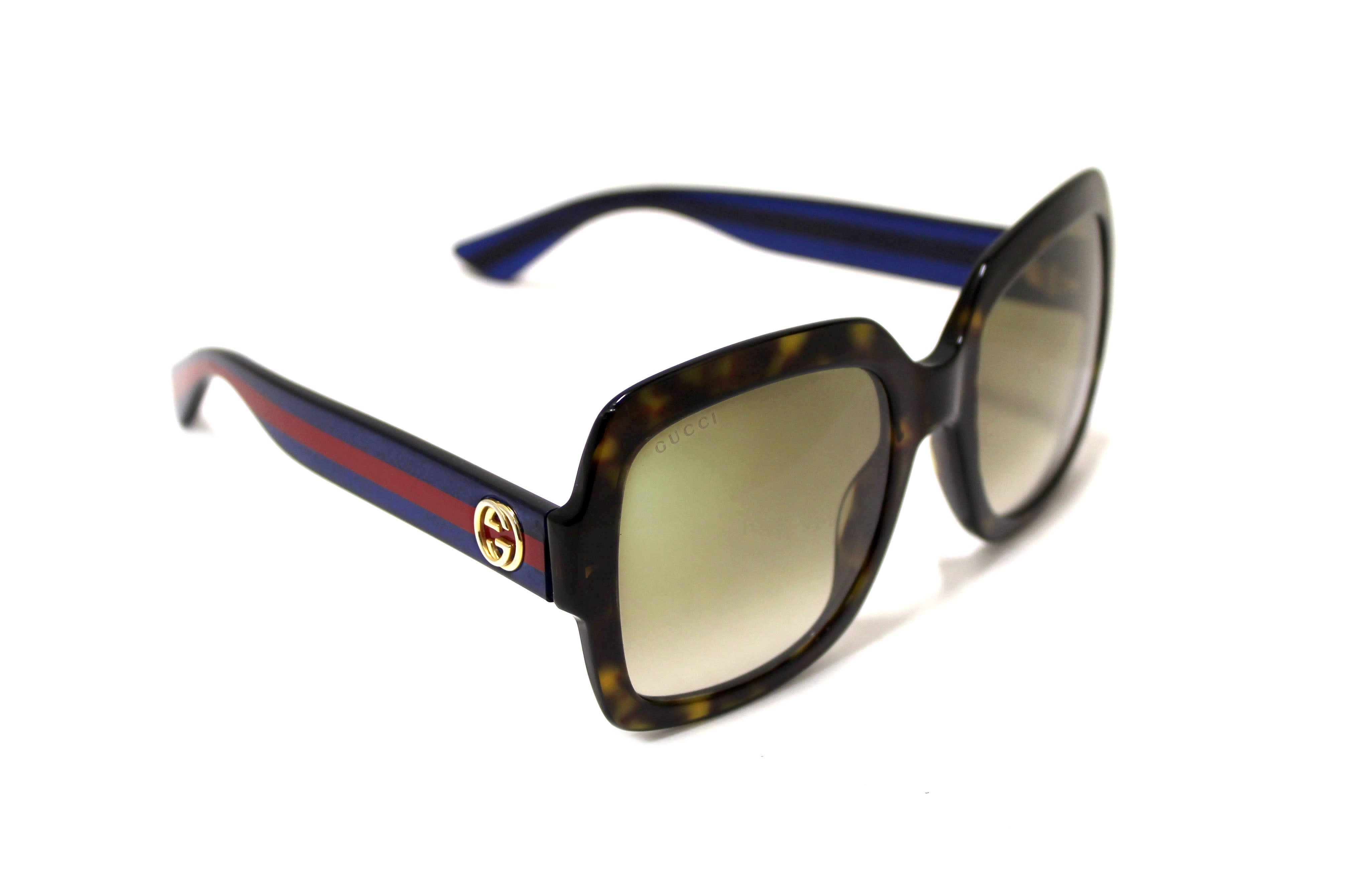 Authentic Gucci Brown Tortoise Shell Square Sunglasses