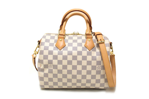 Authentic Louis Vuitton Damier Ebene Speedy 25 Bandouliere Bag