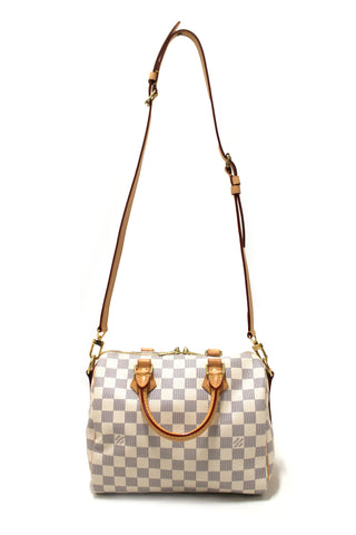 Authentic Louis Vuitton Damier Ebene Speedy 25 Bandouliere Bag