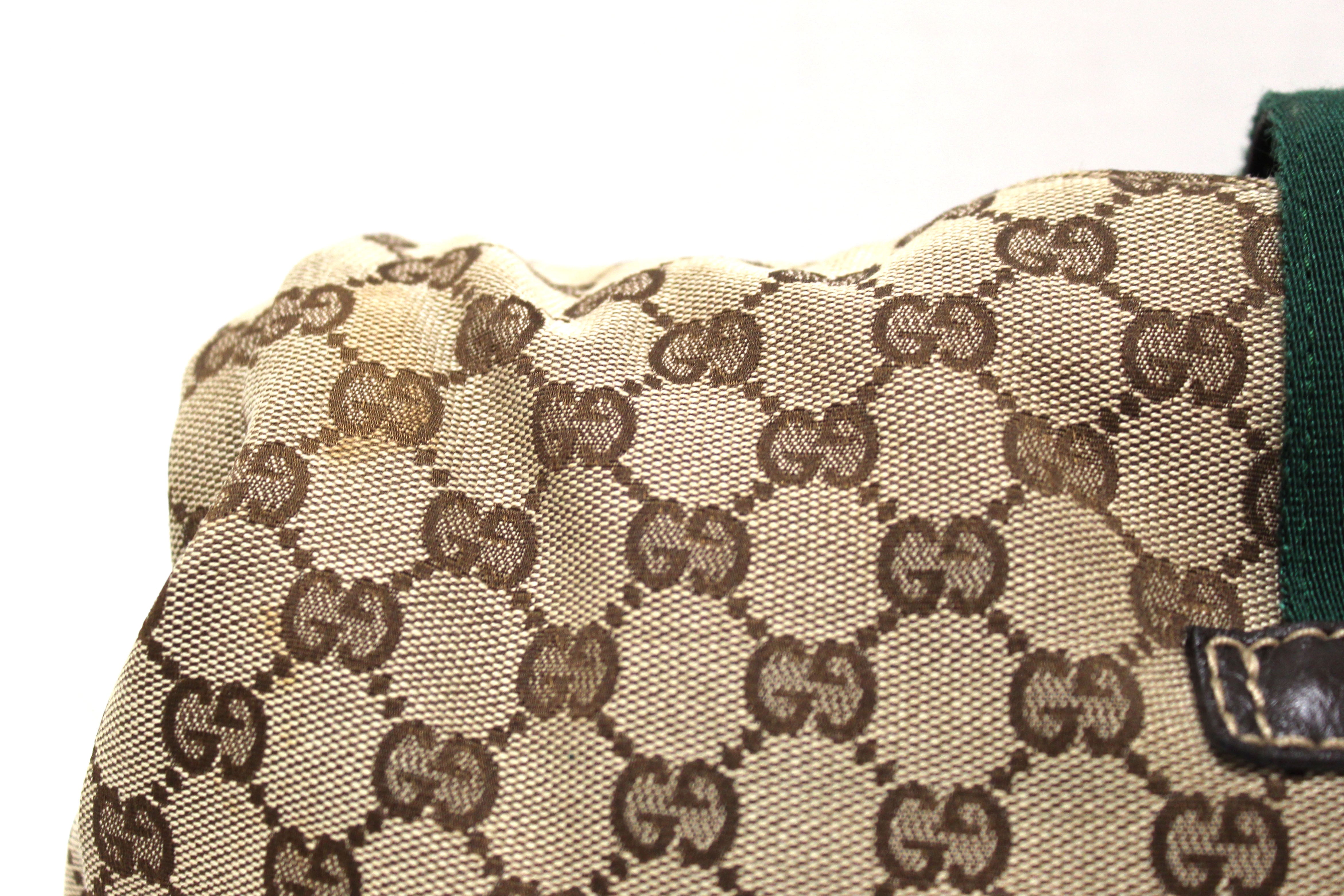 Authentic Gucci Brown GG Canvas Medium Web Hobo Shoulder Bag