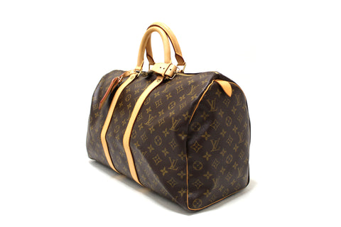 Authentic Louis Vuitton Classic Monogram Keepall 45 Travel Bag