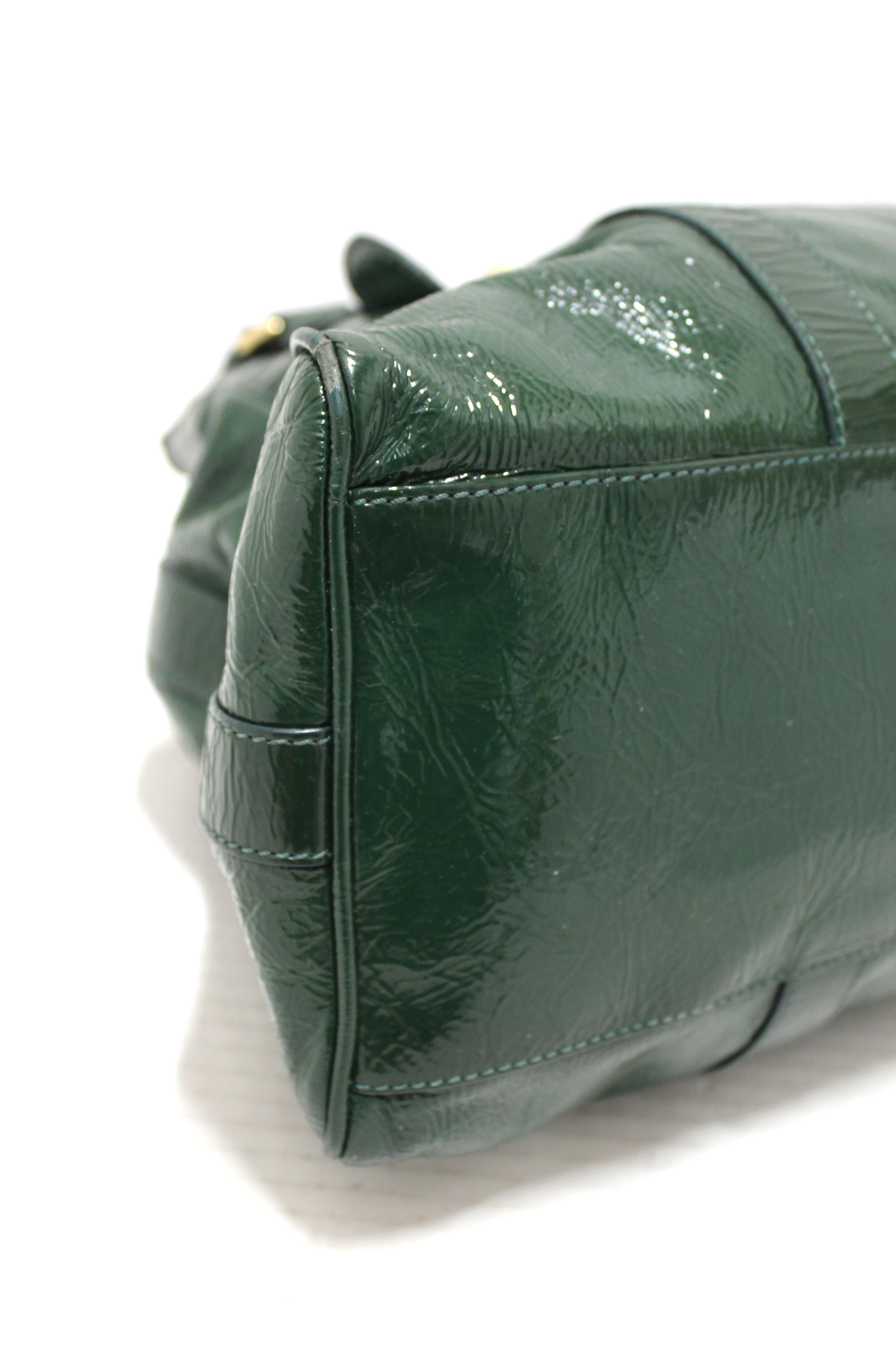 Authentic Fendi Green Patent Leather Shoulder Bag
