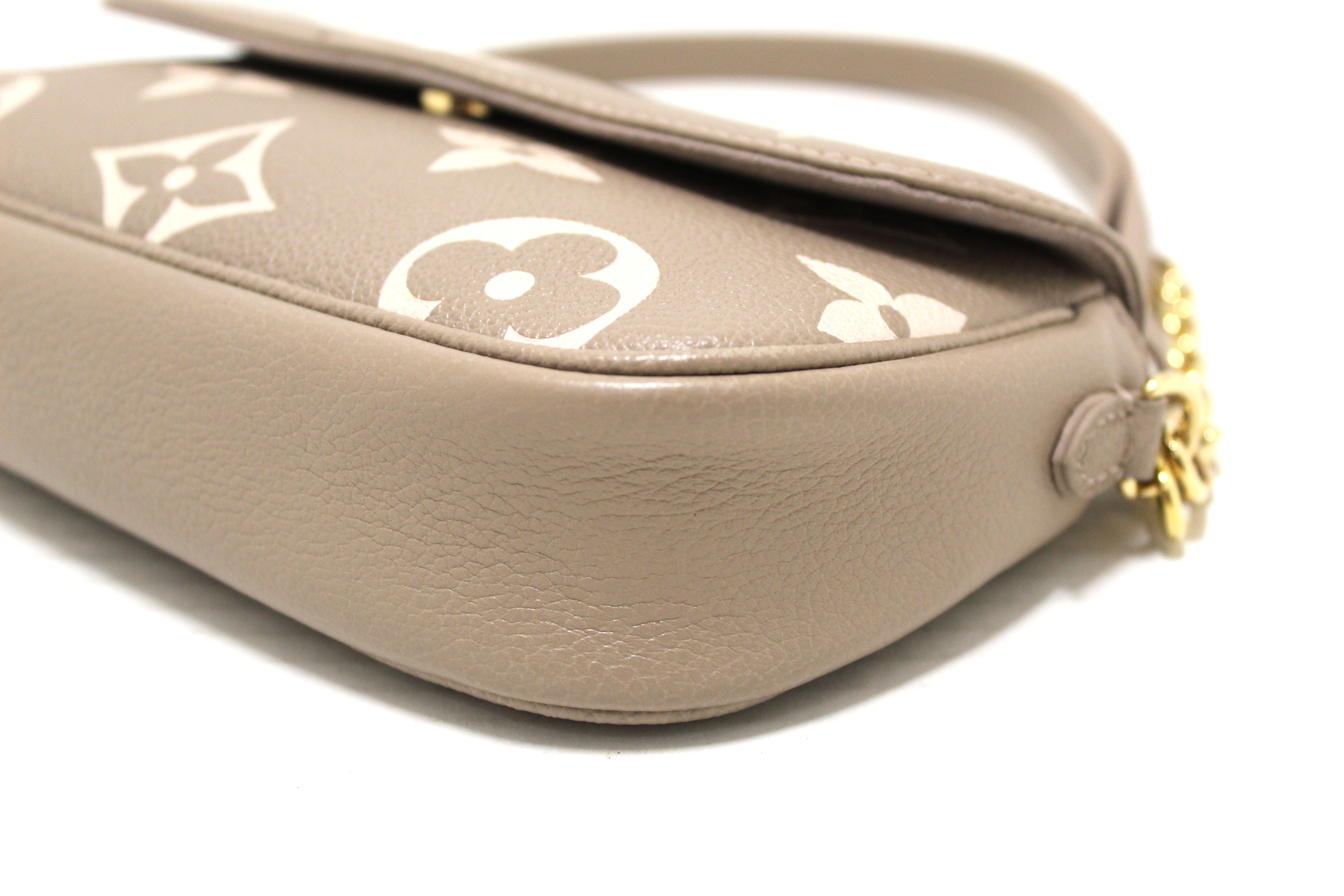 Authentic Louis Vuitton Grey/Cream Bicolor Monogram Empreinte Wallet on Chain Ivy Bag