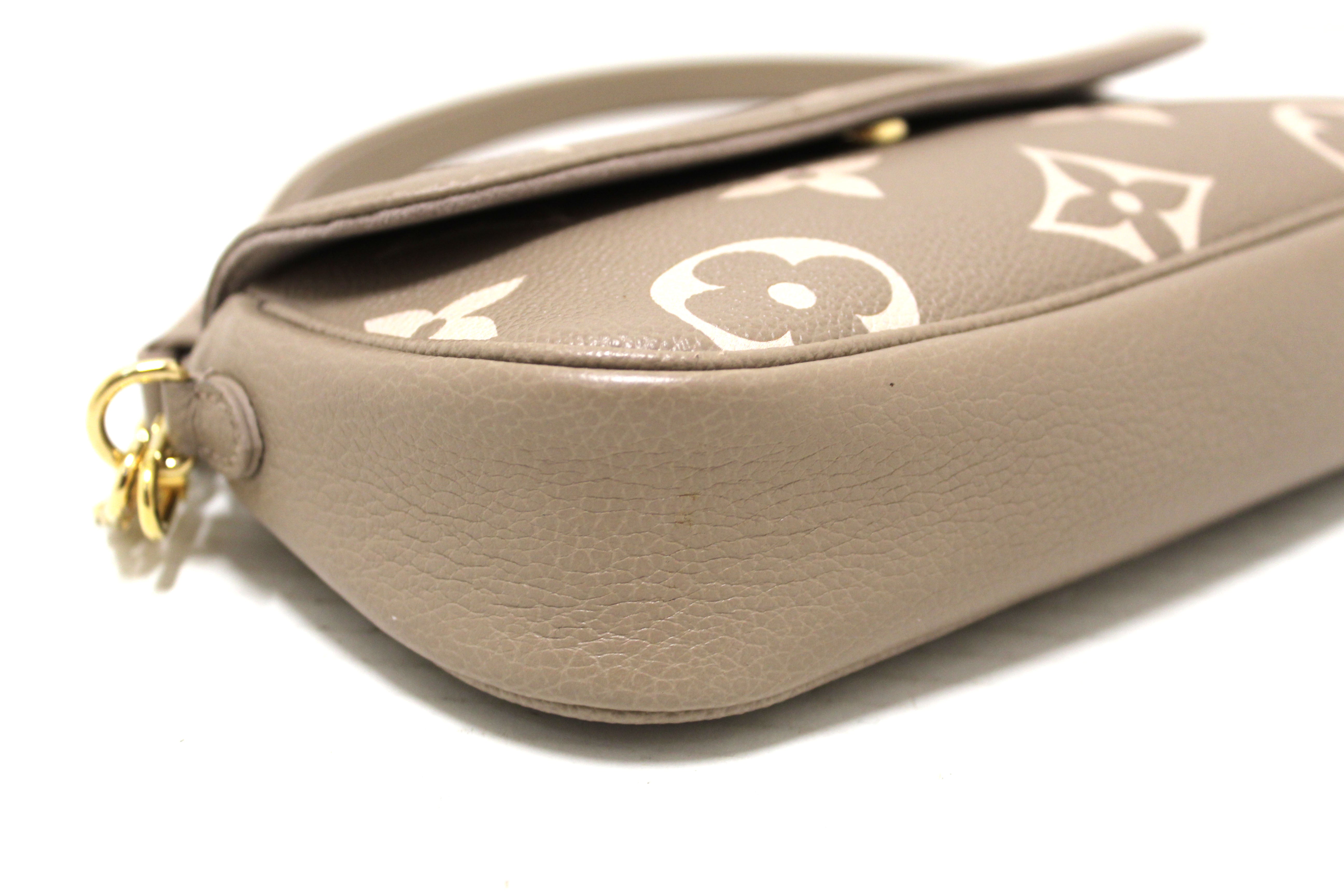 Authentic Louis Vuitton Grey/Cream Bicolor Monogram Empreinte Wallet on Chain Ivy Bag