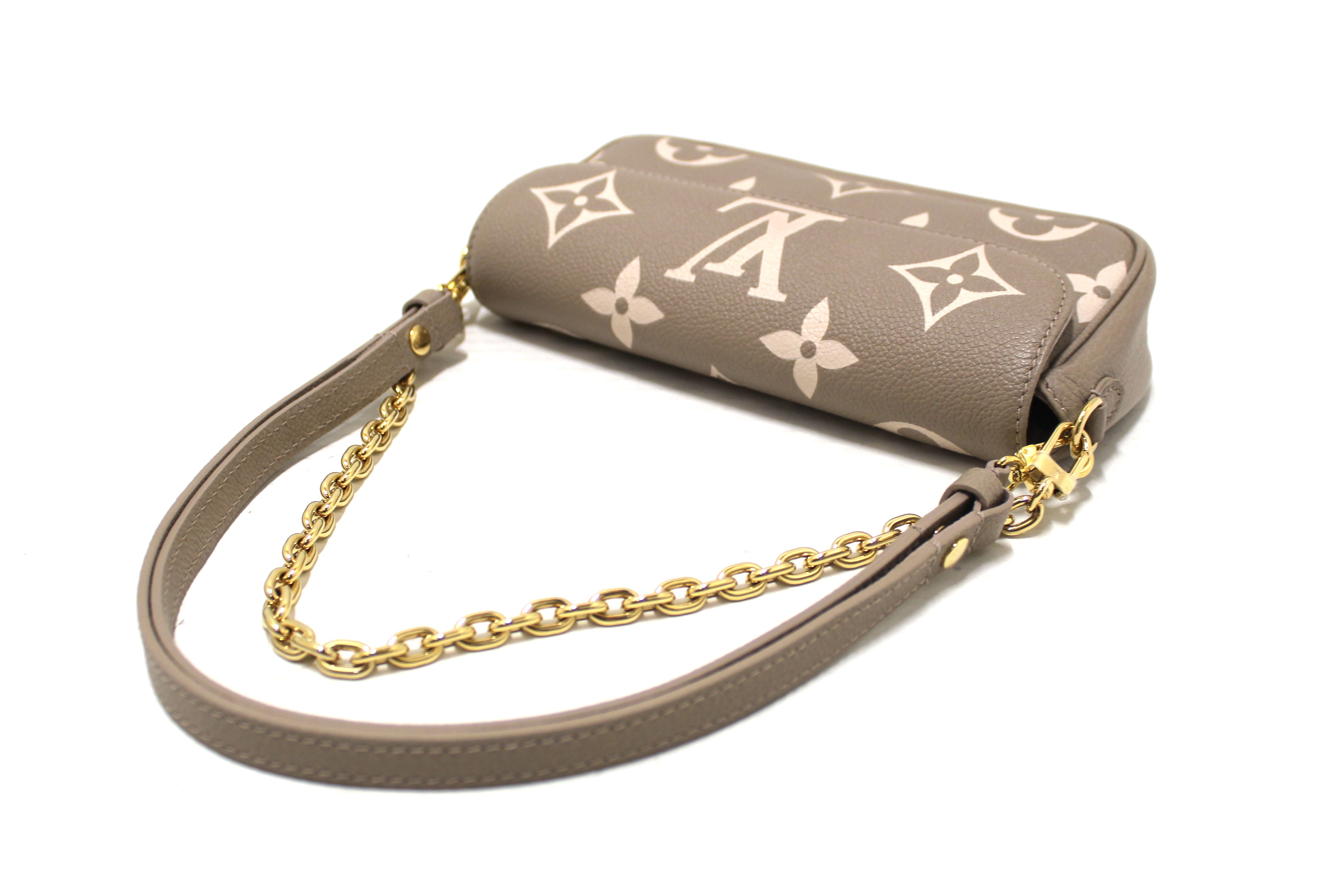 Authentic Louis Vuitton Grey/Cream Bicolor Monogram Empreinte Wallet on Chain Ivy Bag