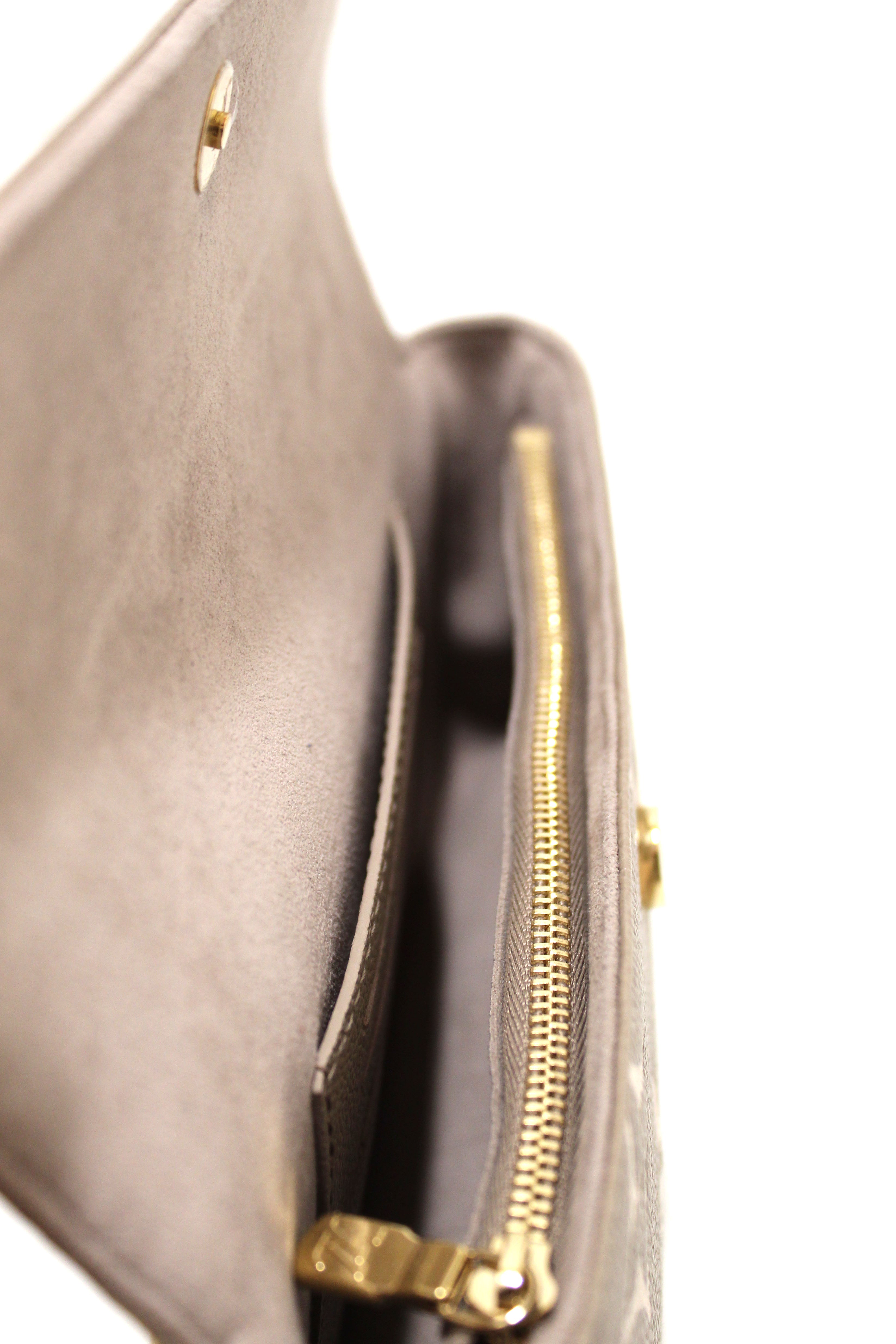 Authentic Louis Vuitton Grey/Cream Bicolor Monogram Empreinte Wallet on Chain Ivy Bag