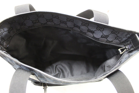 Authentic Gucci Black GG Fabric Canvas Tote Bag
