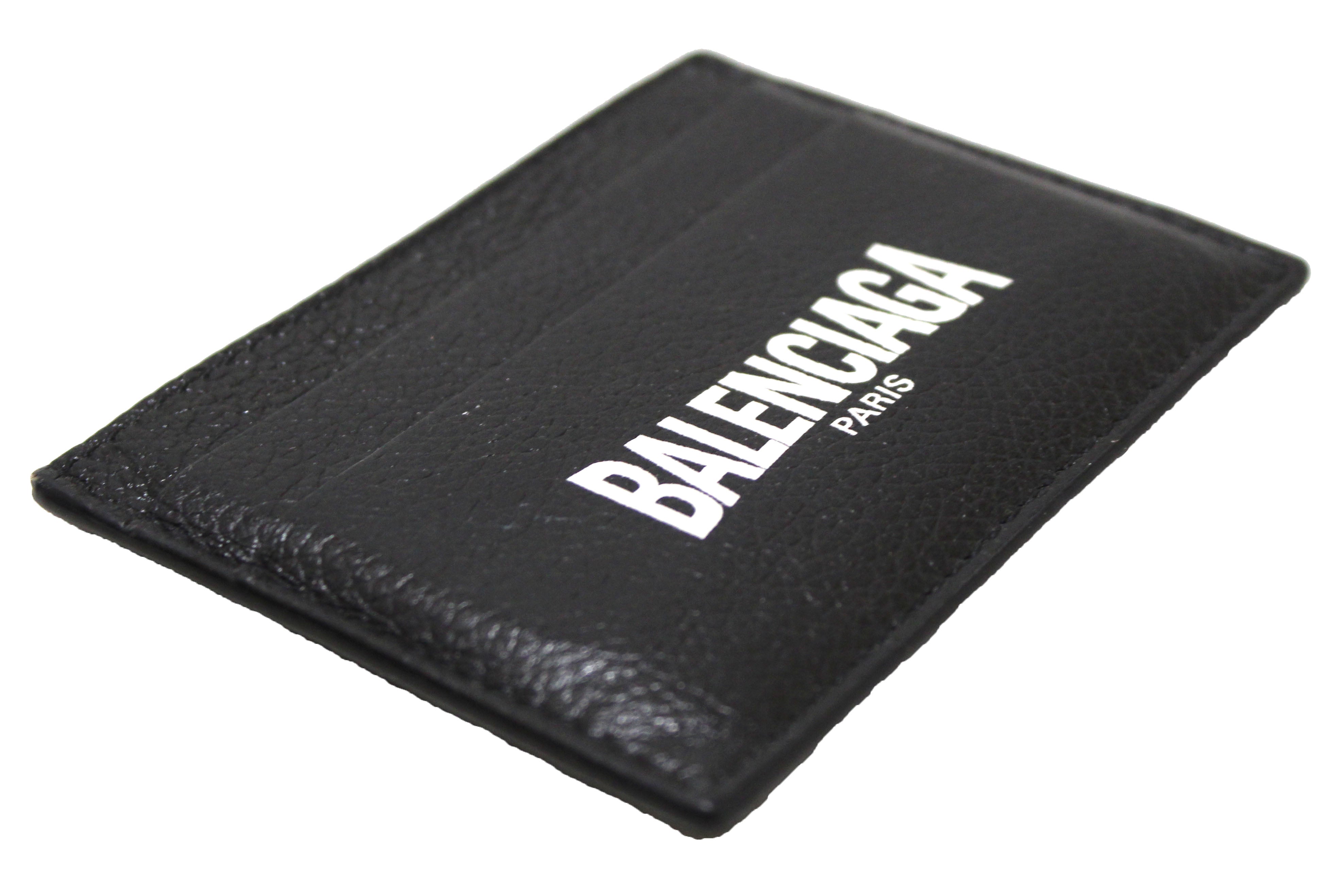 Authentic NEW Balenciaga Black Small Grain Calfskin Leather Cash Card Holder