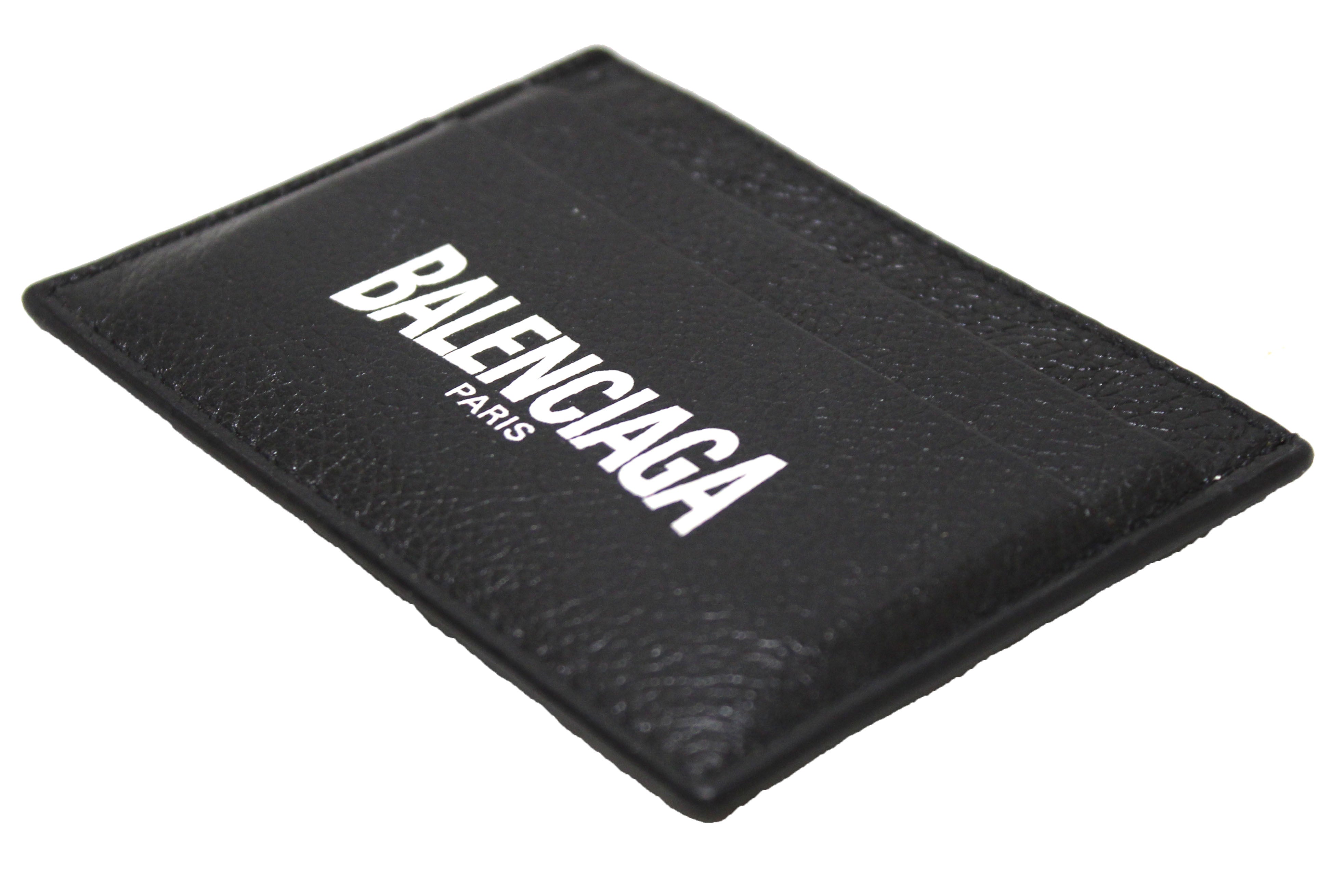 NEW Authentic Balenciaga Black Small Grain Calfskin Leather Cash Card Holder